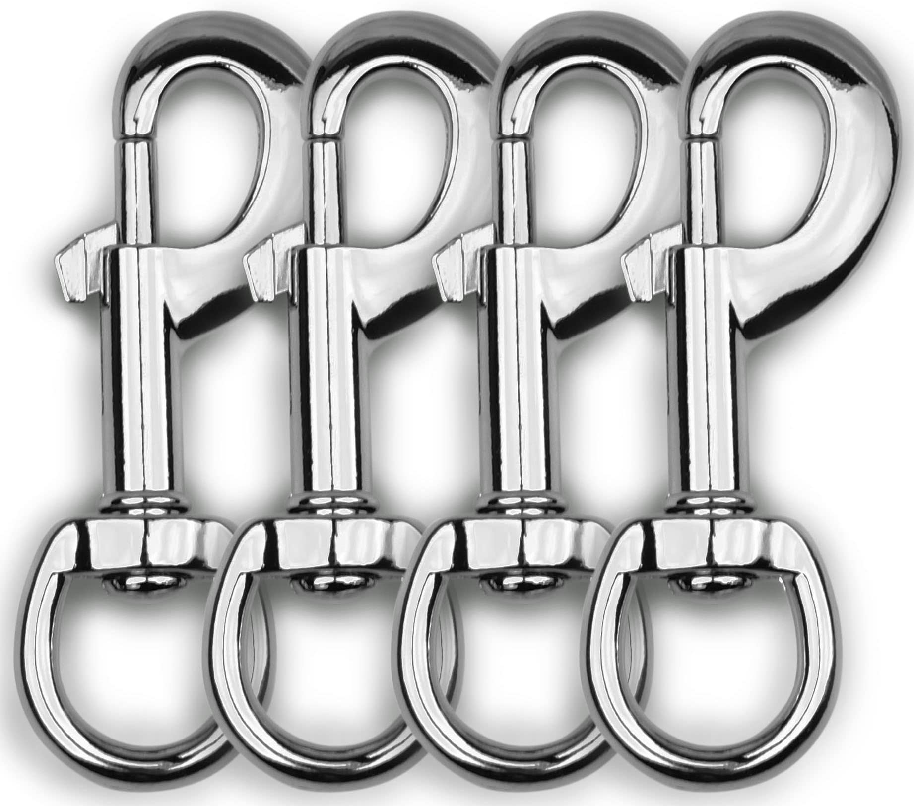 Garwor 4Pcs Heavy Duty Chrome Swivel Snap Hooks With Spring,Flag Hooks 0.77'X3.38',Pet Buckle Multipurpose Dog Leashes Key Cha