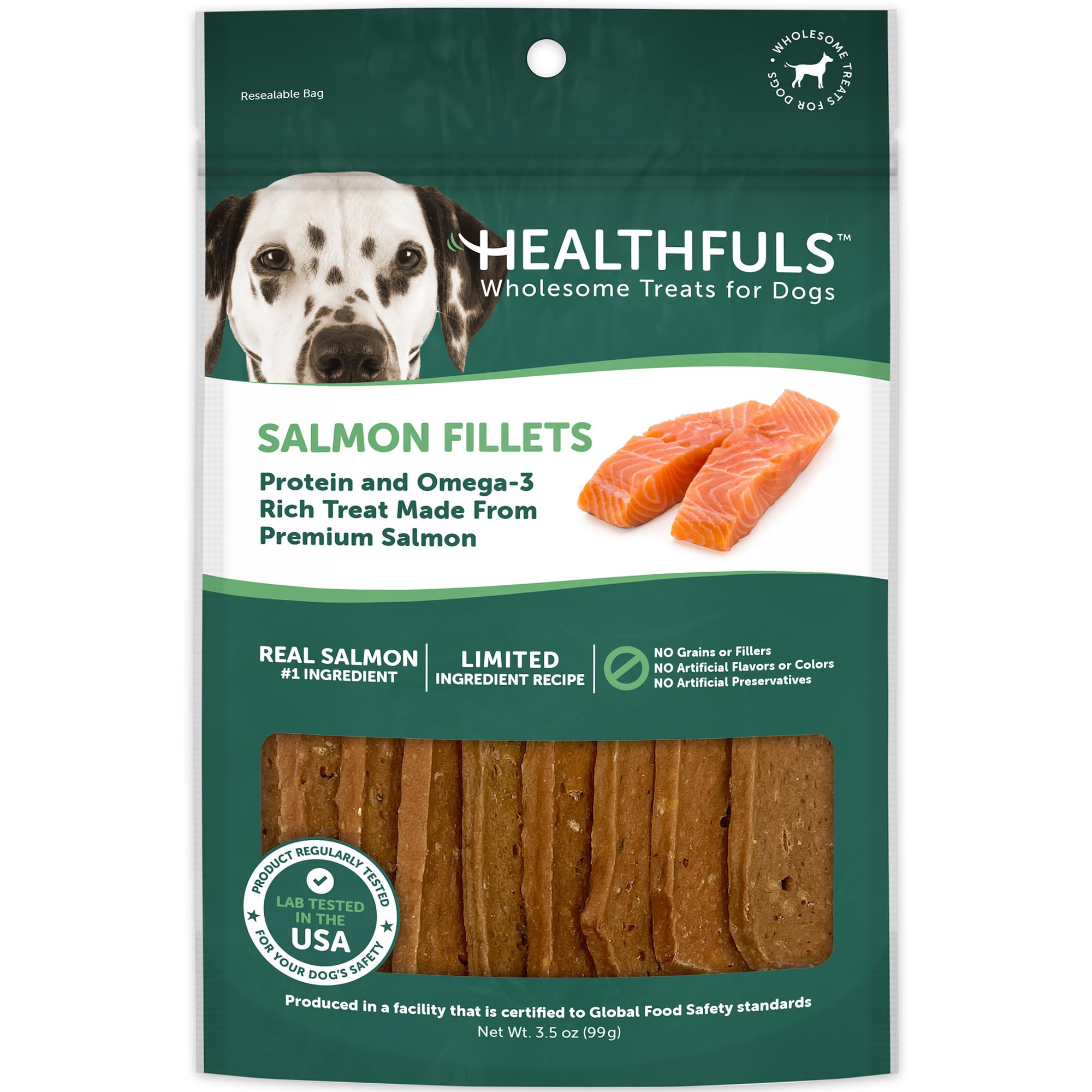 HEALTHFULS Salmon Fillet Dog Treats, 3.5oz - Natural Salmon Flavor, Model 8355