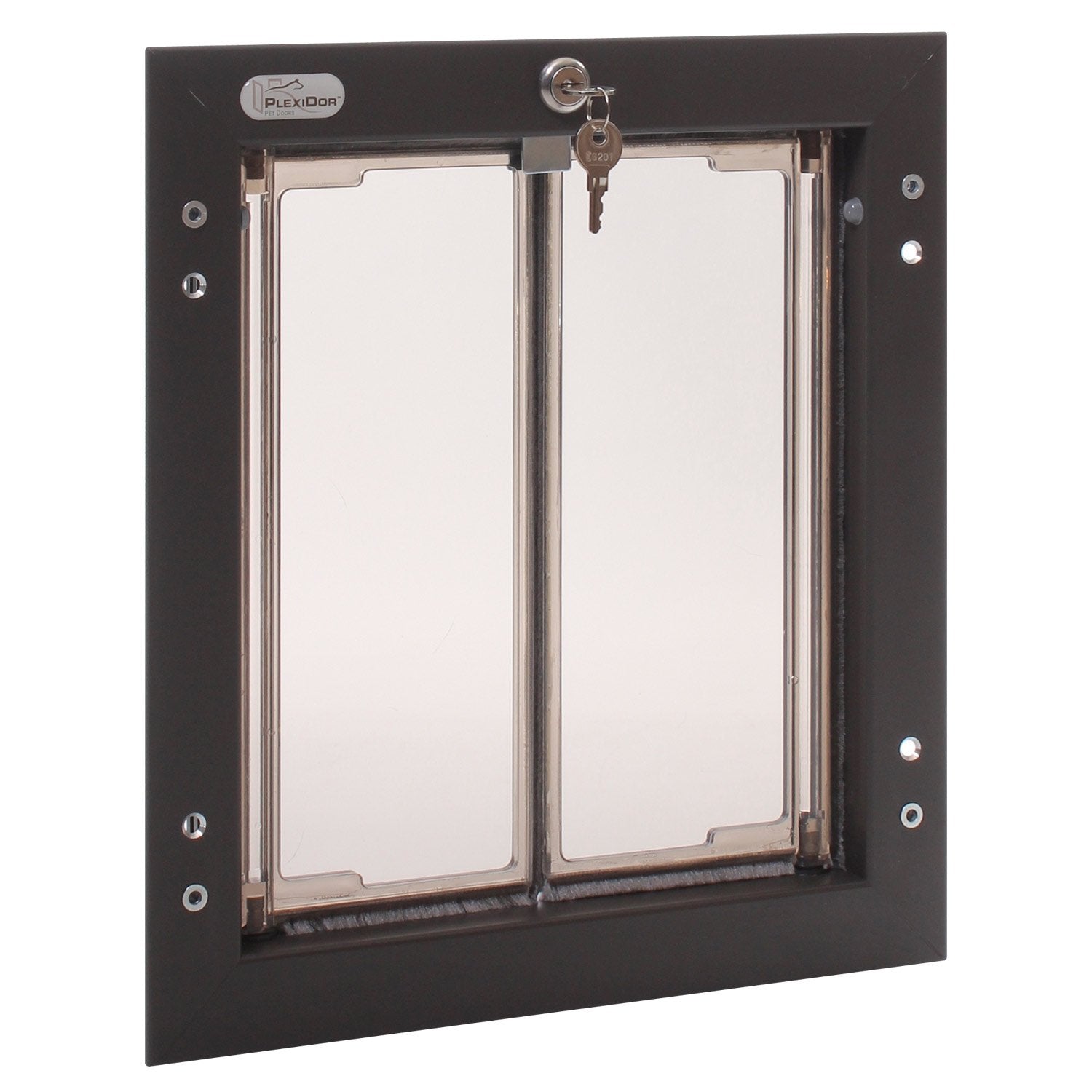 Plexidor Pet Doors For Dogs And Cats - Energy Efficient - Door Mount Dog Door With Lock And Key - Bronze