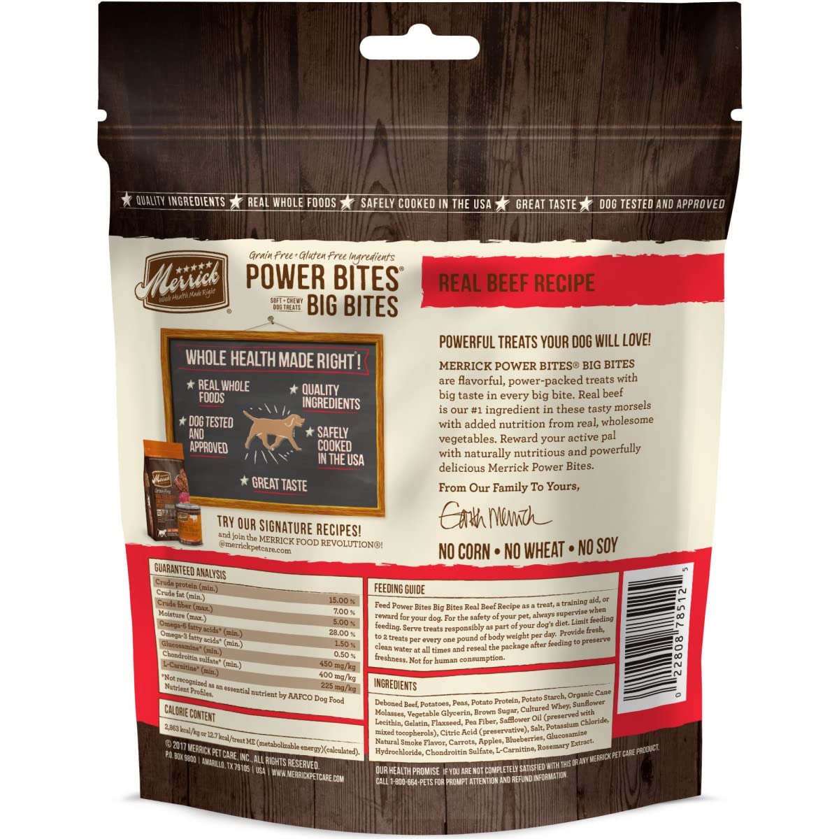 Merrick Power Bites Dog Treats, Beef & Sweet Potato, 6 oz Bag, Model 78512