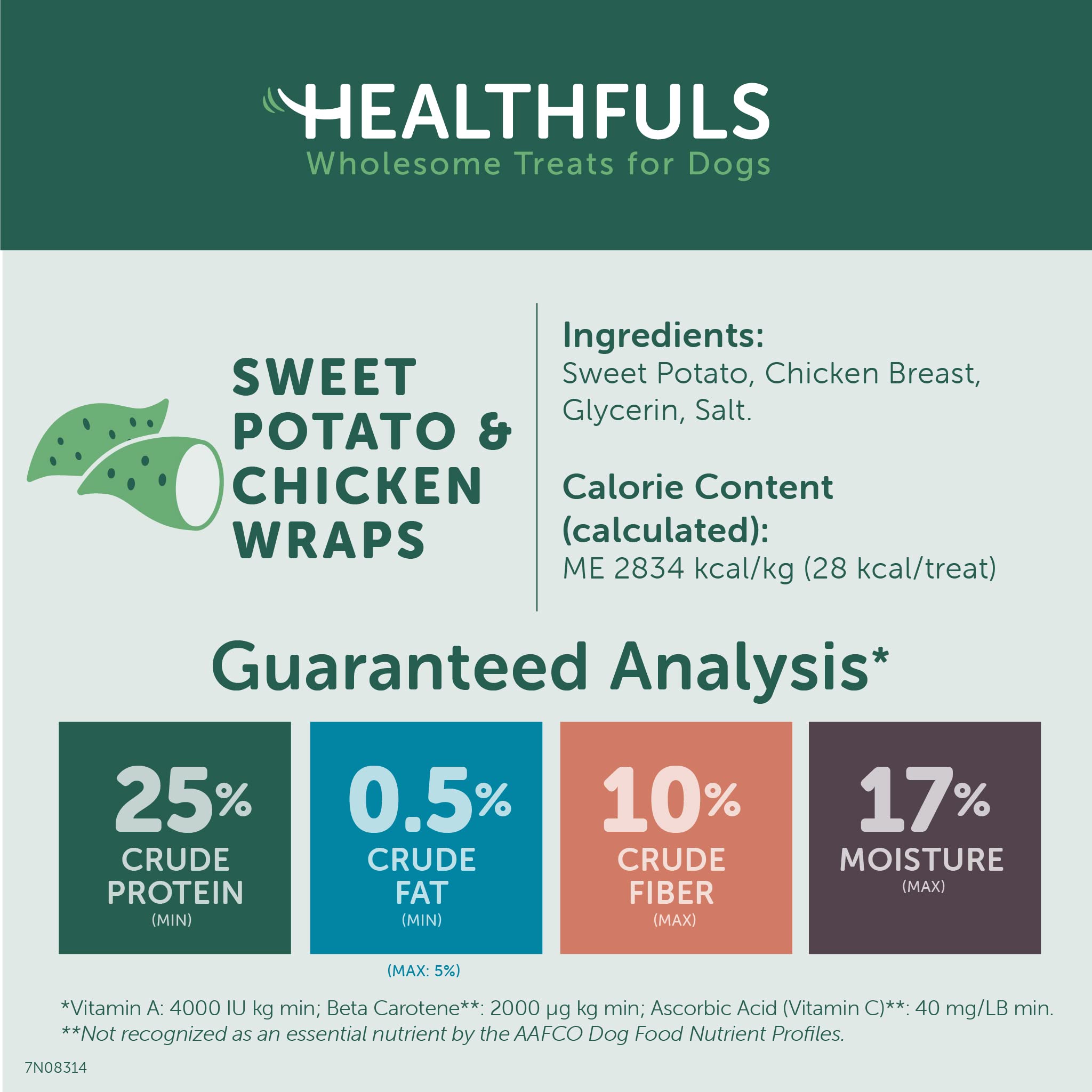 HEALTHFULS Chicken Wrapped Sweet Potato Dog Treats, 16oz, 1lb, Brown