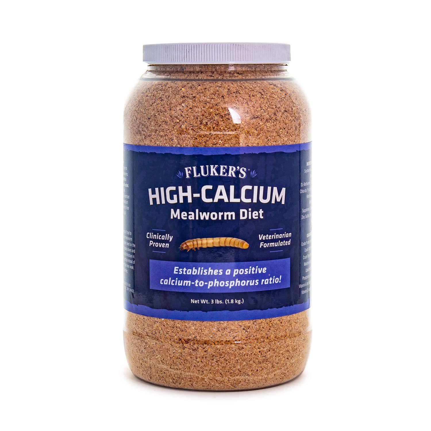 Flukers High Calcium Mealworm Diet, Can Be Used as a Gut-Loading Food or Bedding, 3 lbs.