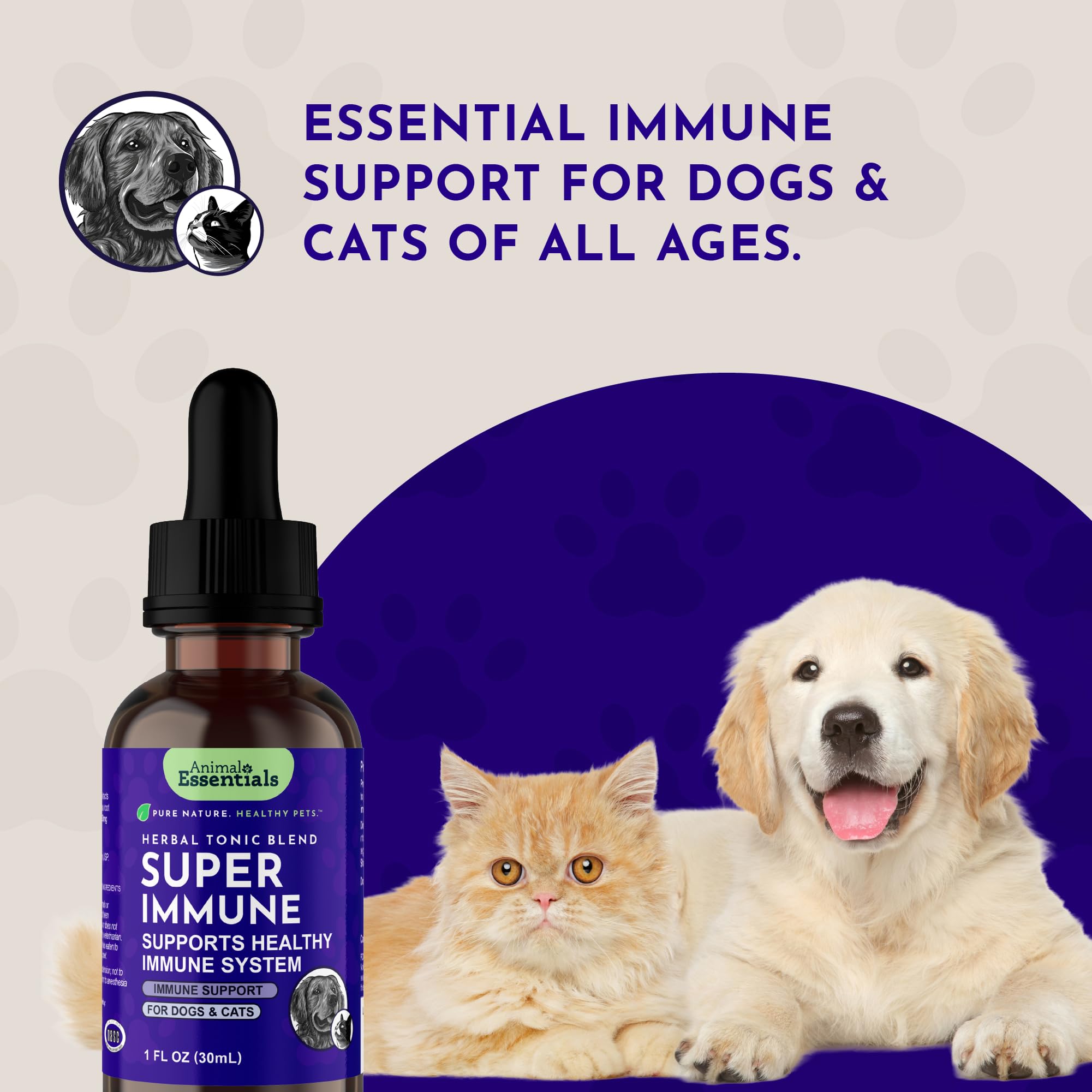 Animal Essentials Super Immune Support for Dogs & Cats, 1 fl oz - Ol Complex, Promotes Healthy Immune System