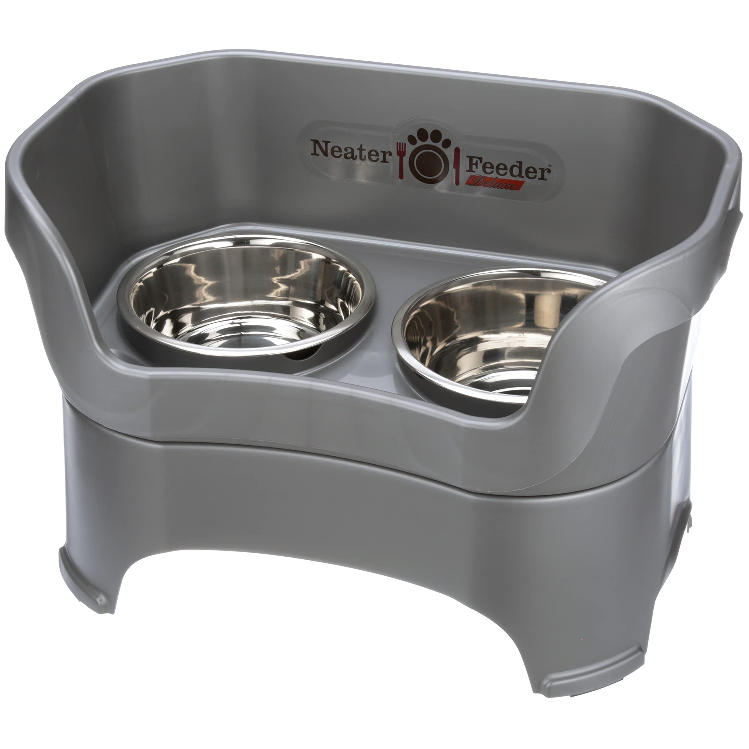 Neater Feeder Deluxe Mess Proof Dog Bowls Elevated for Large Breed - Made in USA - No Spill Raised Dog Food Bowl Stand - Stainle
