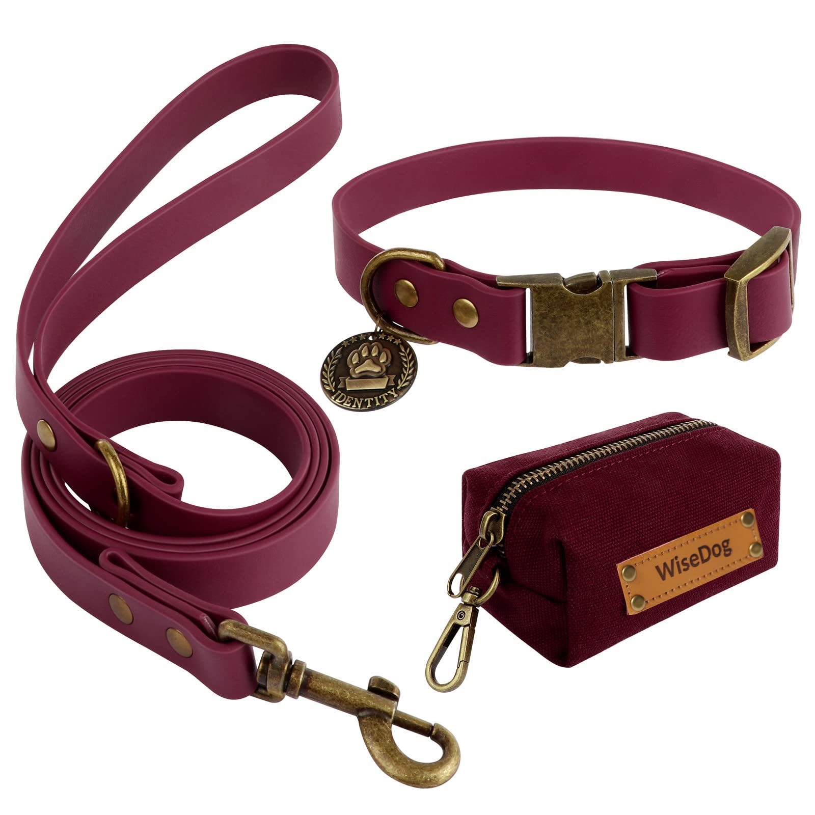 Wisedog Dog Collar And Leash Set Combo: Adjustable Durable Pet Collars With Dog Leashes For Small Medium Large Dogs, Includes On