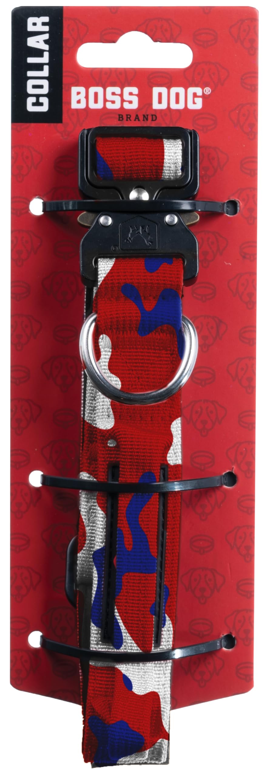 Boss Dog Tactical Collar, Red, White & Blue Camo, Small