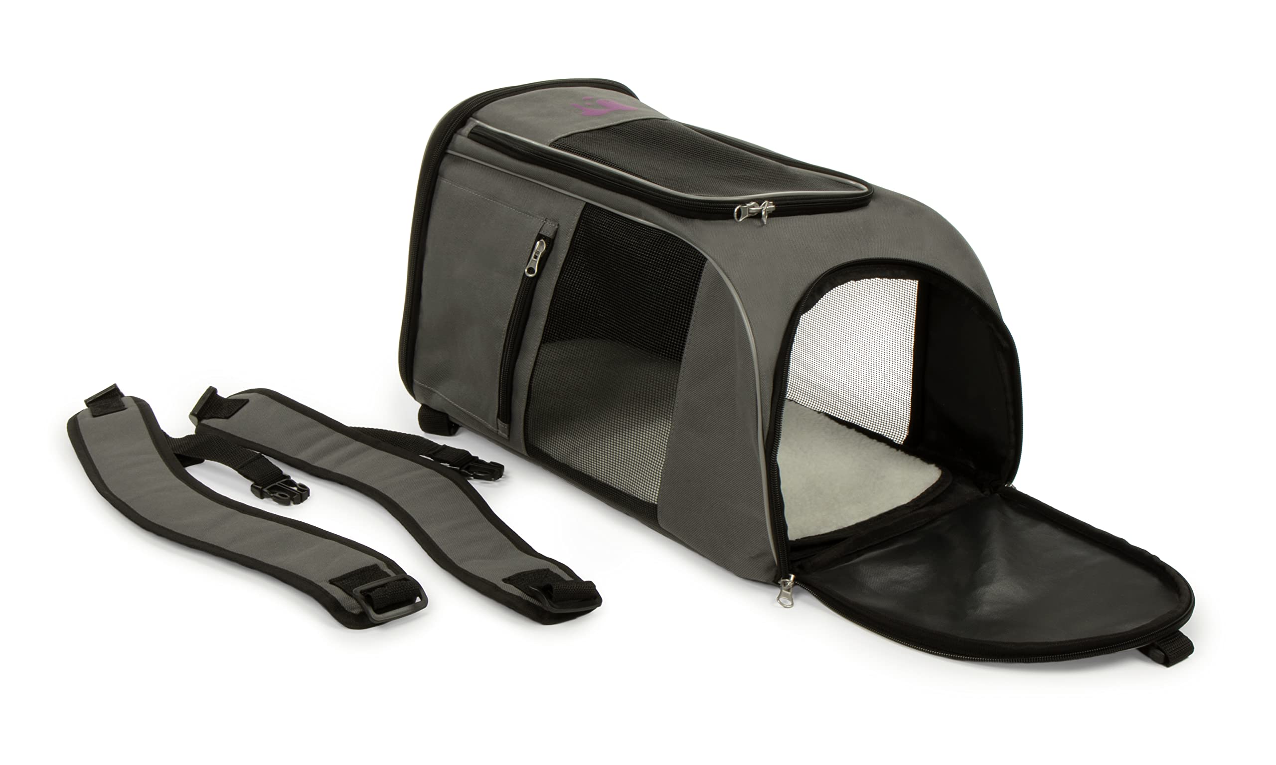 TrustyPup 2-in-1 Pet Backpack Travel Carrier, Airline Approved & Guaranteed On Board - Gray, Medium