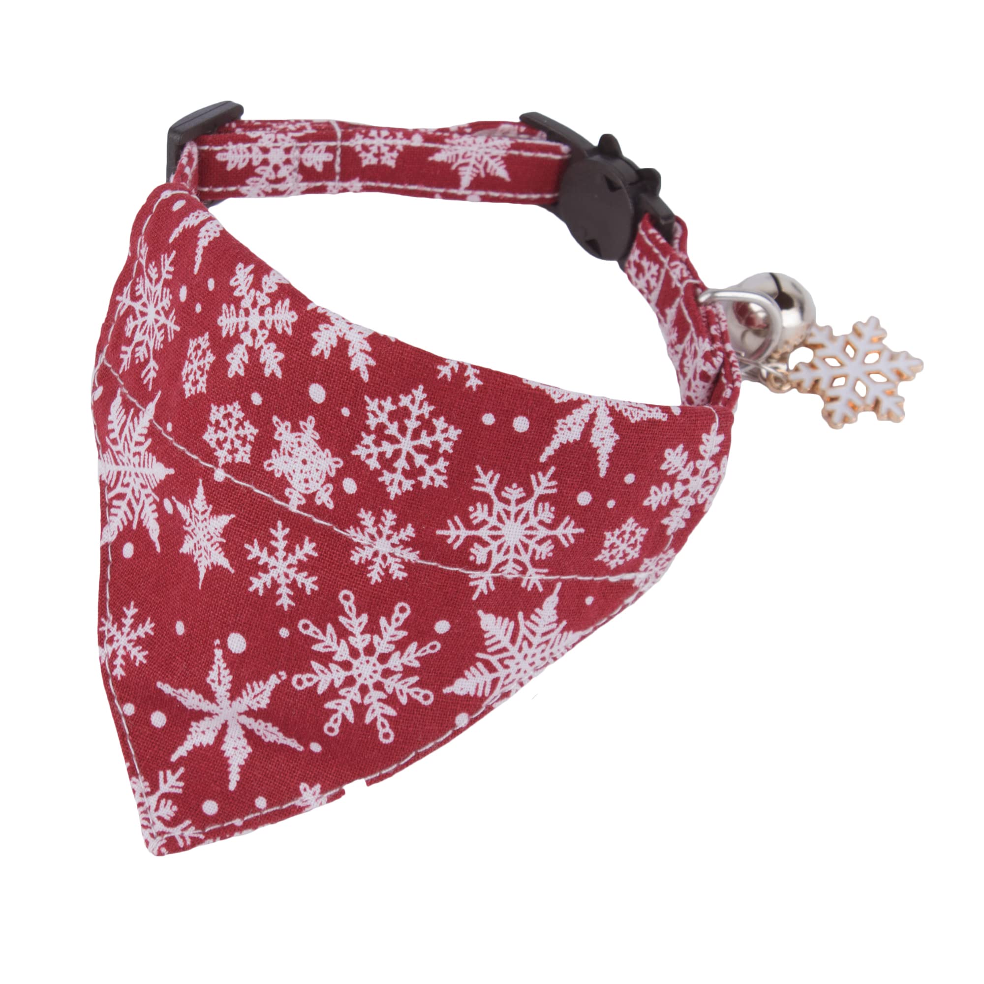Adoggygo Christmas Cat Collars With Bandana Bell, 2 Pack Adjustable Xmas Pet Bandana Collar With Removable Scarf, Red Green Chri