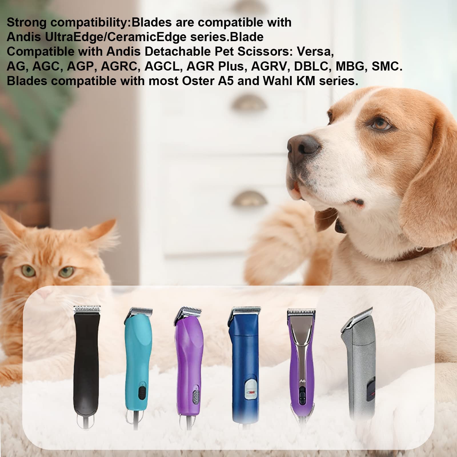 3Pcs 7Fc Blades For Dog Grooming Blades Compatible With Andis,Oster A5,Wahl Km10 Dog Clippers,Size-7Fc, 1/8-Inch (3.2Mm) Cut Len