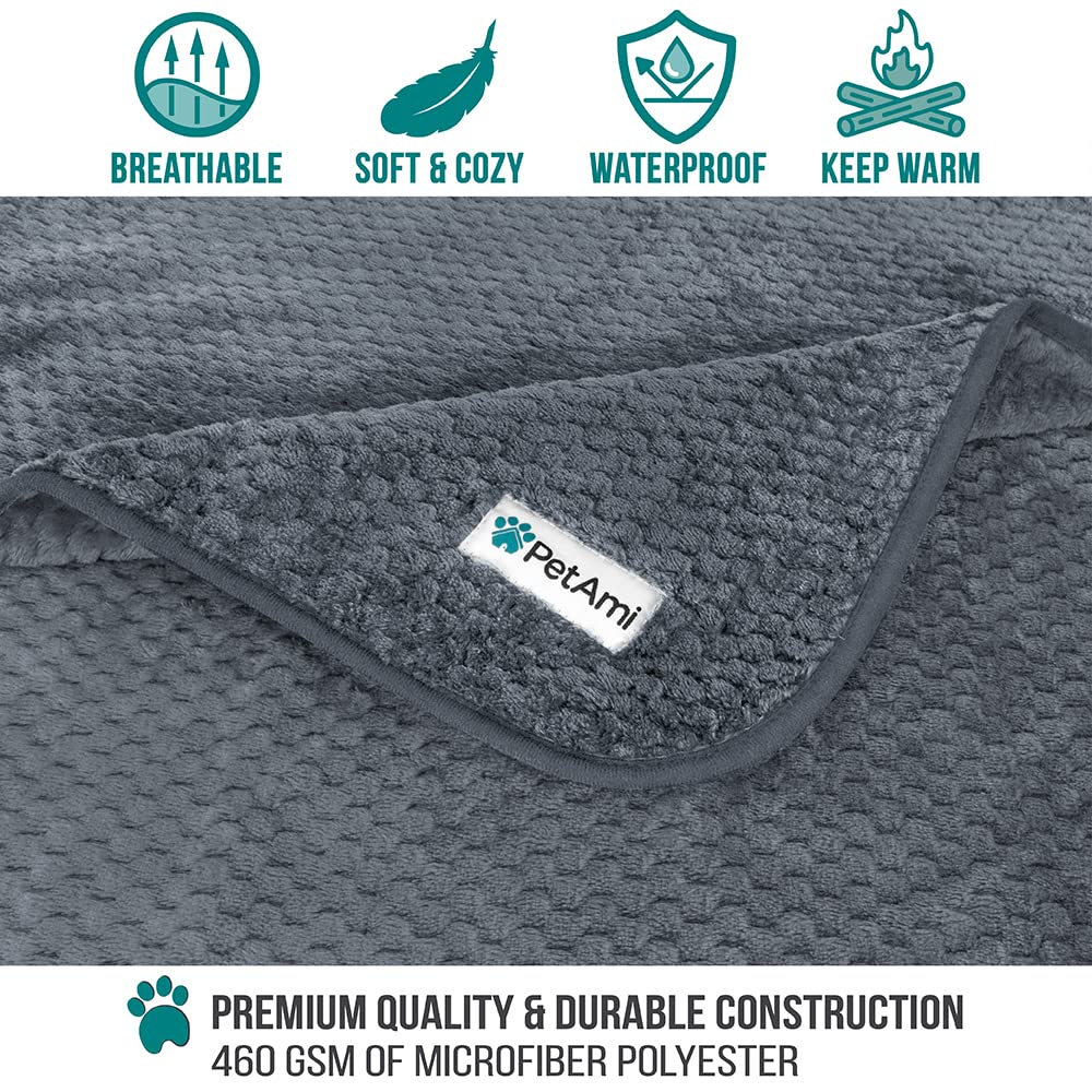 PetAmi Waterproof Dog Blanket, Leakproof Puppy Blanket for Small Medium Dogs, Furniture Sofa Couch Cover Protector, Fleece Pet T