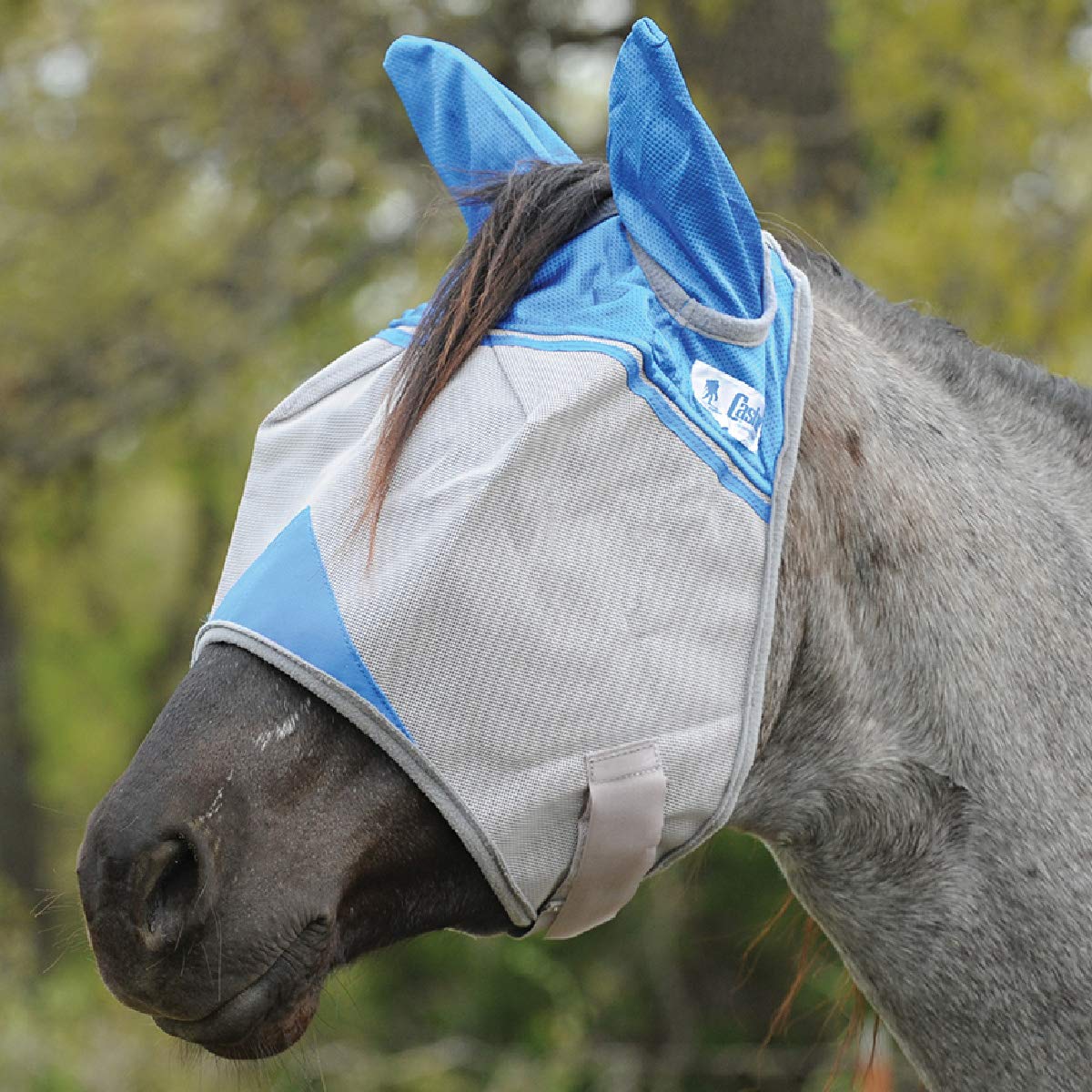 Cashel Crusader Fly Mask for Charity, Standard with Ears (Blue, Yearling)