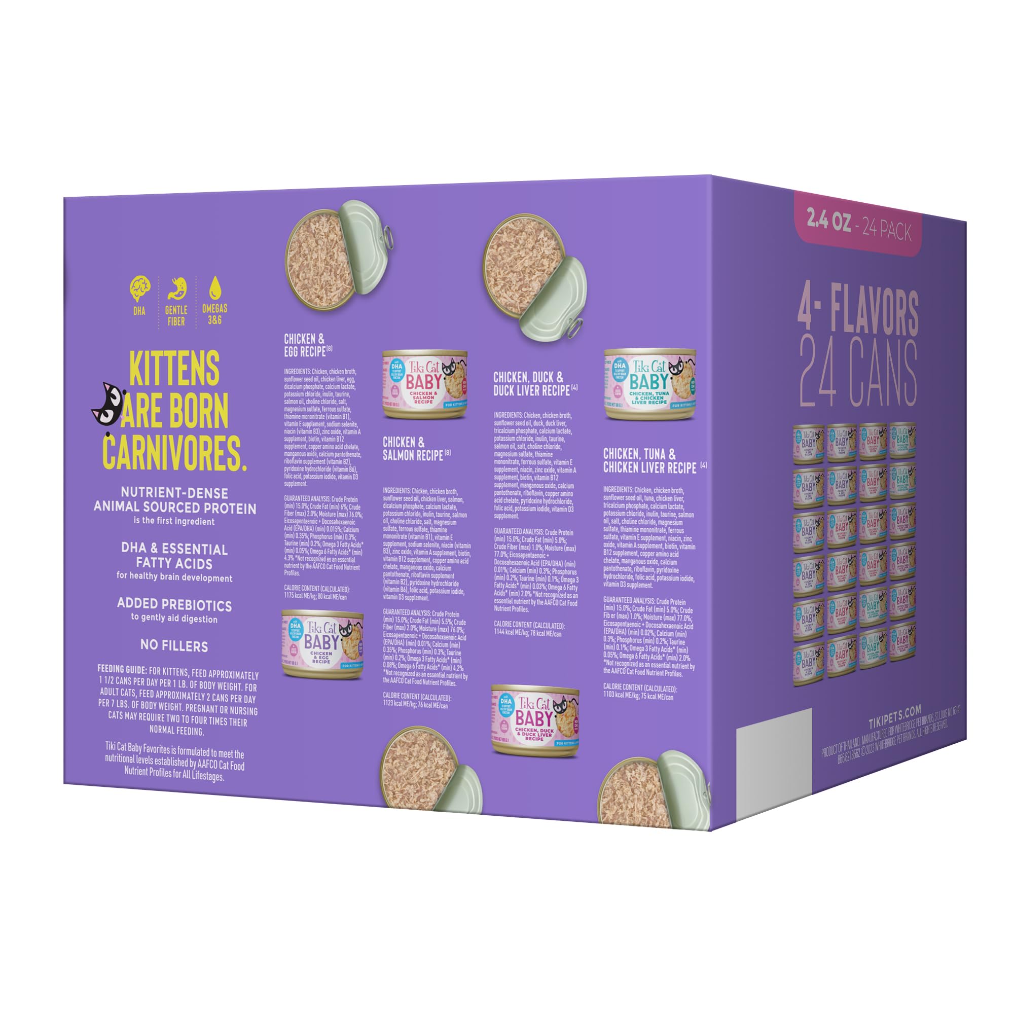Tiki Cat Baby Favorites Whole Foods Wet Cat Food for Kittens Mega Pack, 2.4 oz. Cans (24 Count)