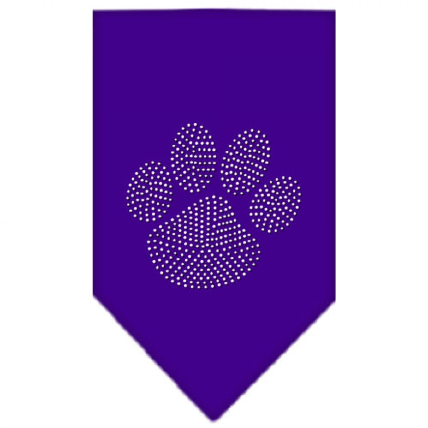 Pet and Dog Bandana Rhinestone, "Paw Clear" Purple Large