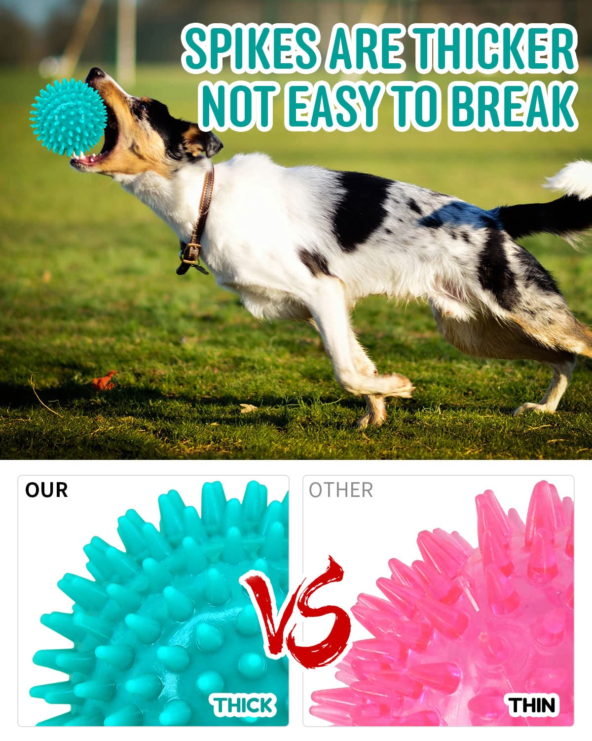 Pweituoet 2 Pack 4.5? Heavy Duty Squeaky Dog Ball For Medium Large Dogs, Spikey Dog Ball Toys For Clean Teeth And Training, Larg