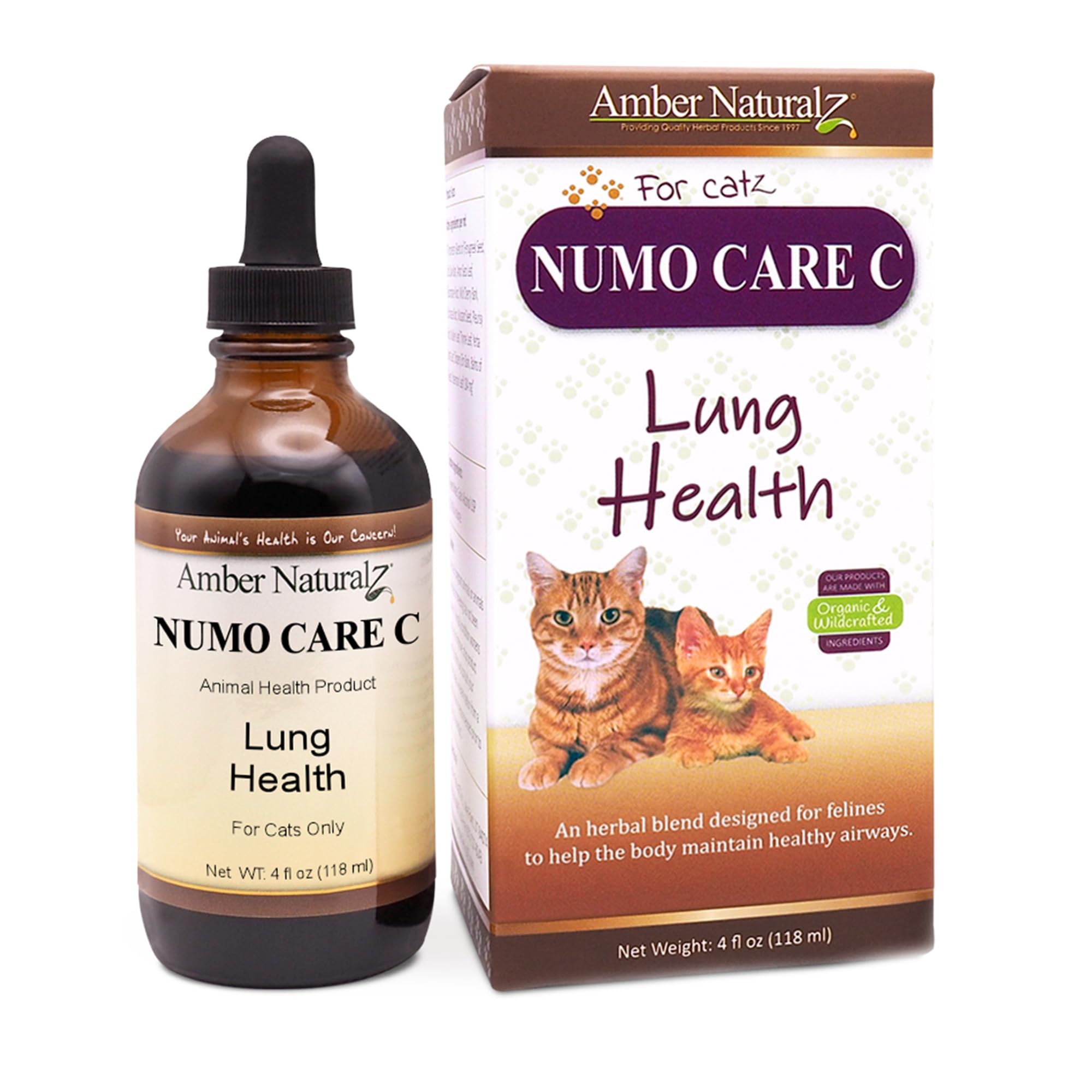 Amber NaturalZ Numo Care C Lung Health Herbal Supplement for Cats | Feline Herbal Supplement for Bronchial Support and Respirato