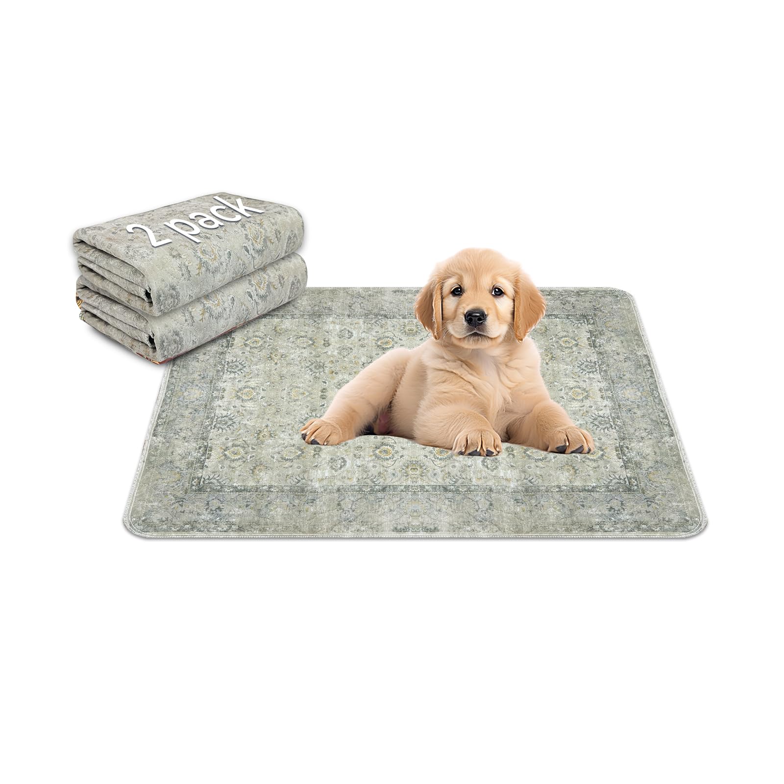 Washable Pee Pads For Dogs, Reusable Non-Slip Puppy Pads With Super Absorbent, Waterproof Rug For Training Travel Whelping House