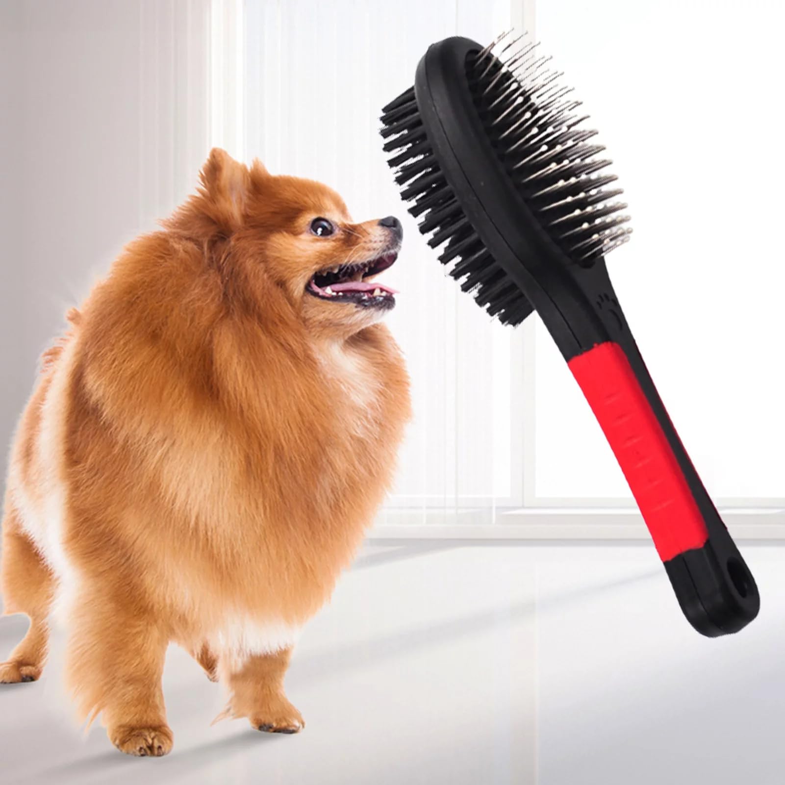 Pin And Bristle Combo Dog Brush With Plastic Handle  2In1 Wire Pin Brush And Dog Bristle Brush  Ideal For MultiDog Househol