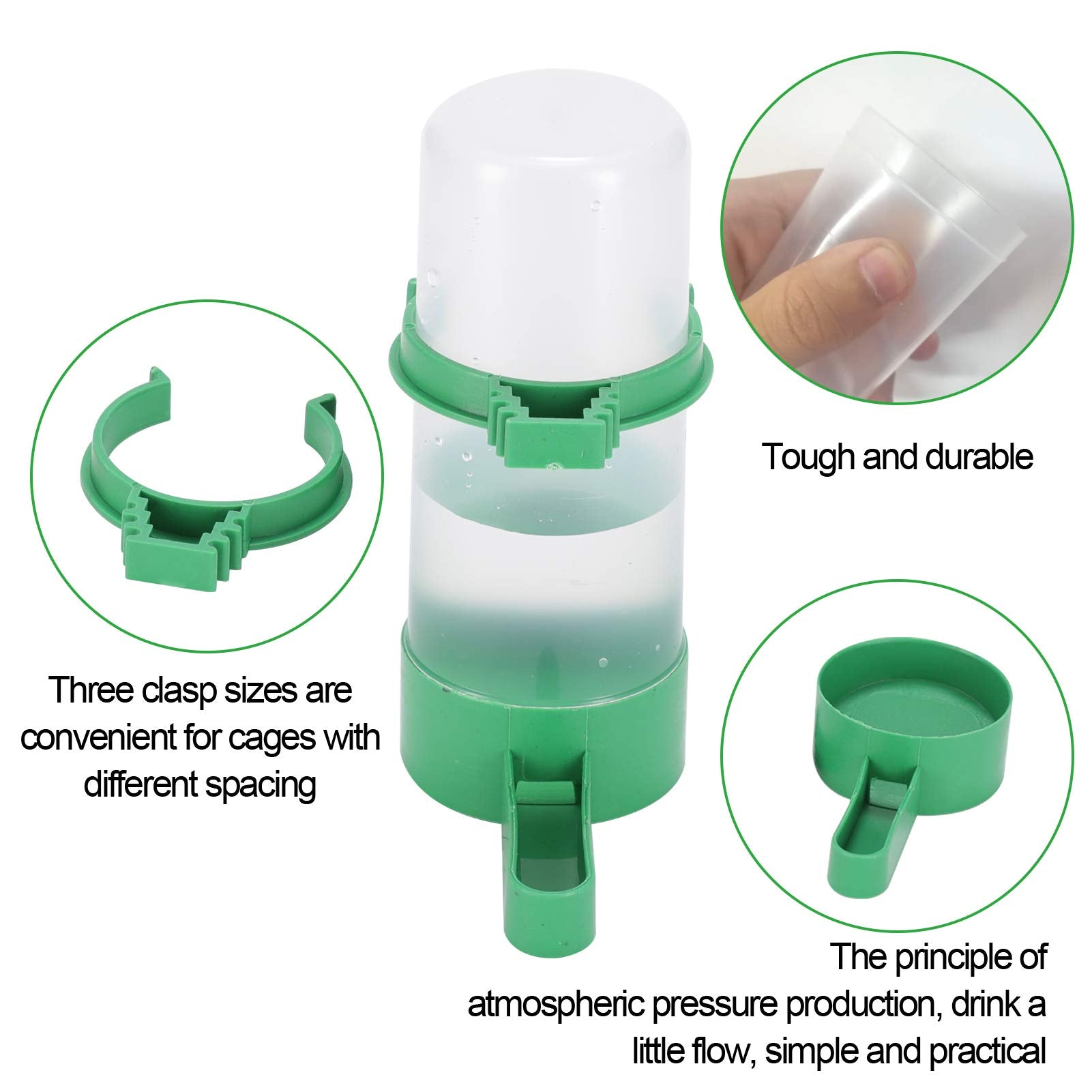 Lamoutor 4Pcs Bird Water Feeder Plastic Drinker Feeder Water Clip For Parrots Budgie Cockatiel Lovebirds