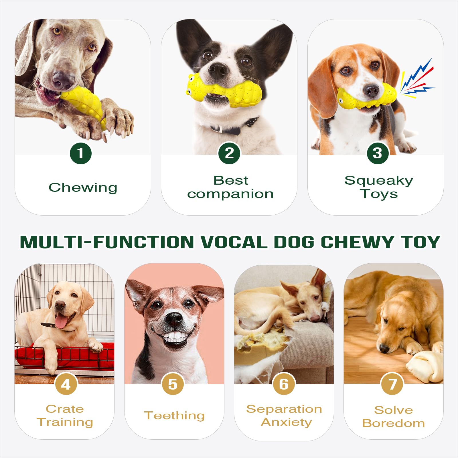 Tlkng Dog Chew Toys For Aggressive Chewers Indestructible Tough Enduring Squeaky Interactive Puppy Fun Teeth Toothbrush Doggie T