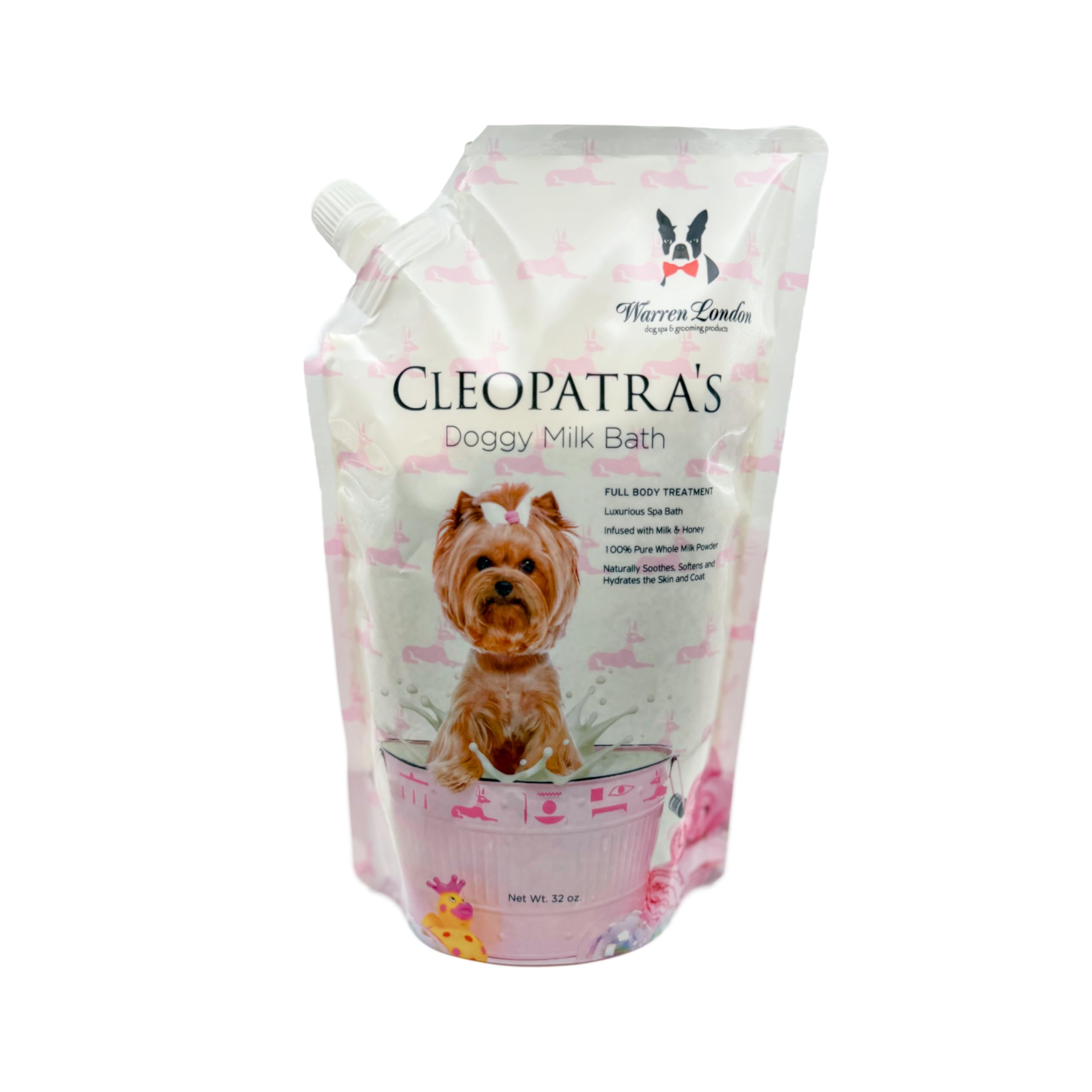 Warren London Cleopatra's Doggy Milk Bath 32oz | Luxurious Dog Shampoo and Conditioner w/Whole Milk Powder and Honey for Silky S