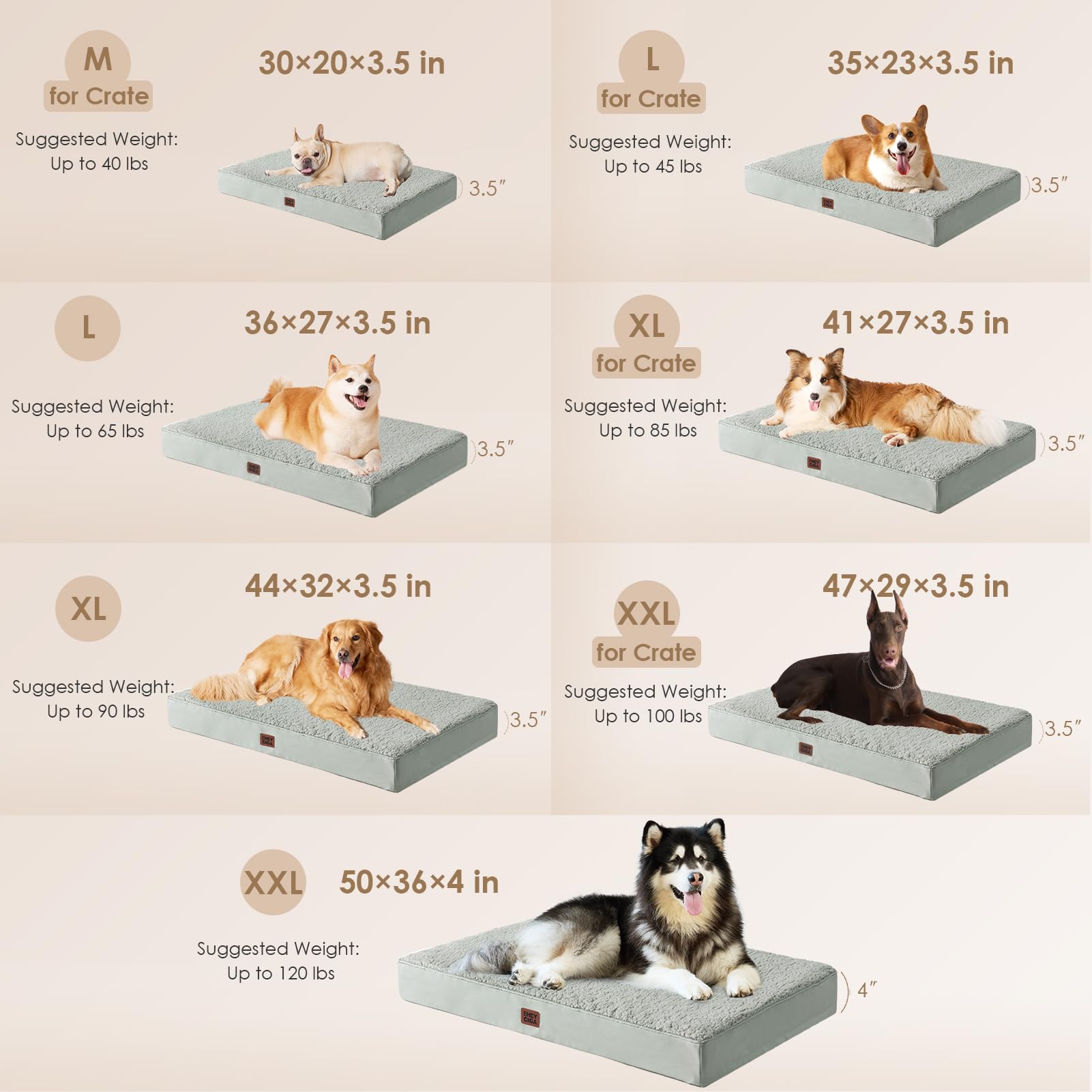 Eheyciga Washable Dog Beds For Medium Dogs, Medium Dog Bed With Removable Cover For Crate, Orthopedic Foam Pet Bed Dog Mat Mattress Cushions For Medium Dogs, Greyish Green(30 X 20)