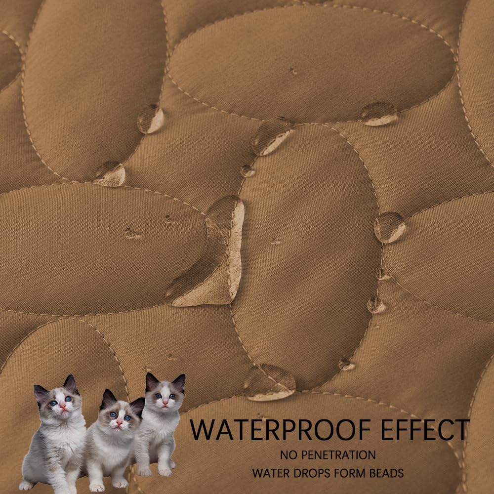 Ameritex Waterproof Pet Bed Cover Anti-Slip Dog Bed Blanket for Sofa and Furniture Waterproof New Pattern Design (Camel, 30x90 I
