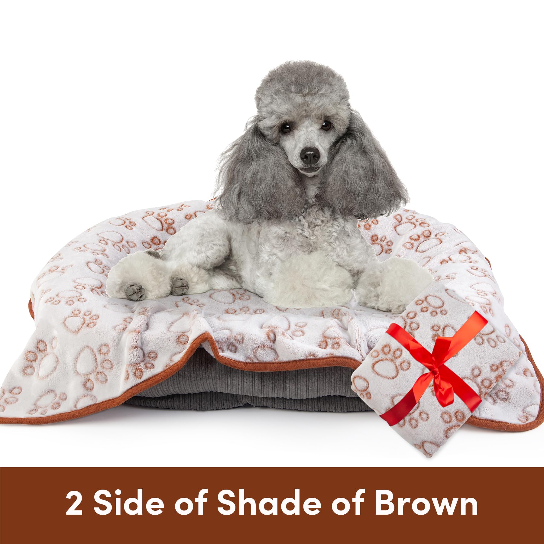 Stuffed Premium Soft Dog Blanket, Brown Flannel Fleece Blanket For Small Medium Dogs, Pet Puppy Blankets Gift For Kitten Cat, Cu