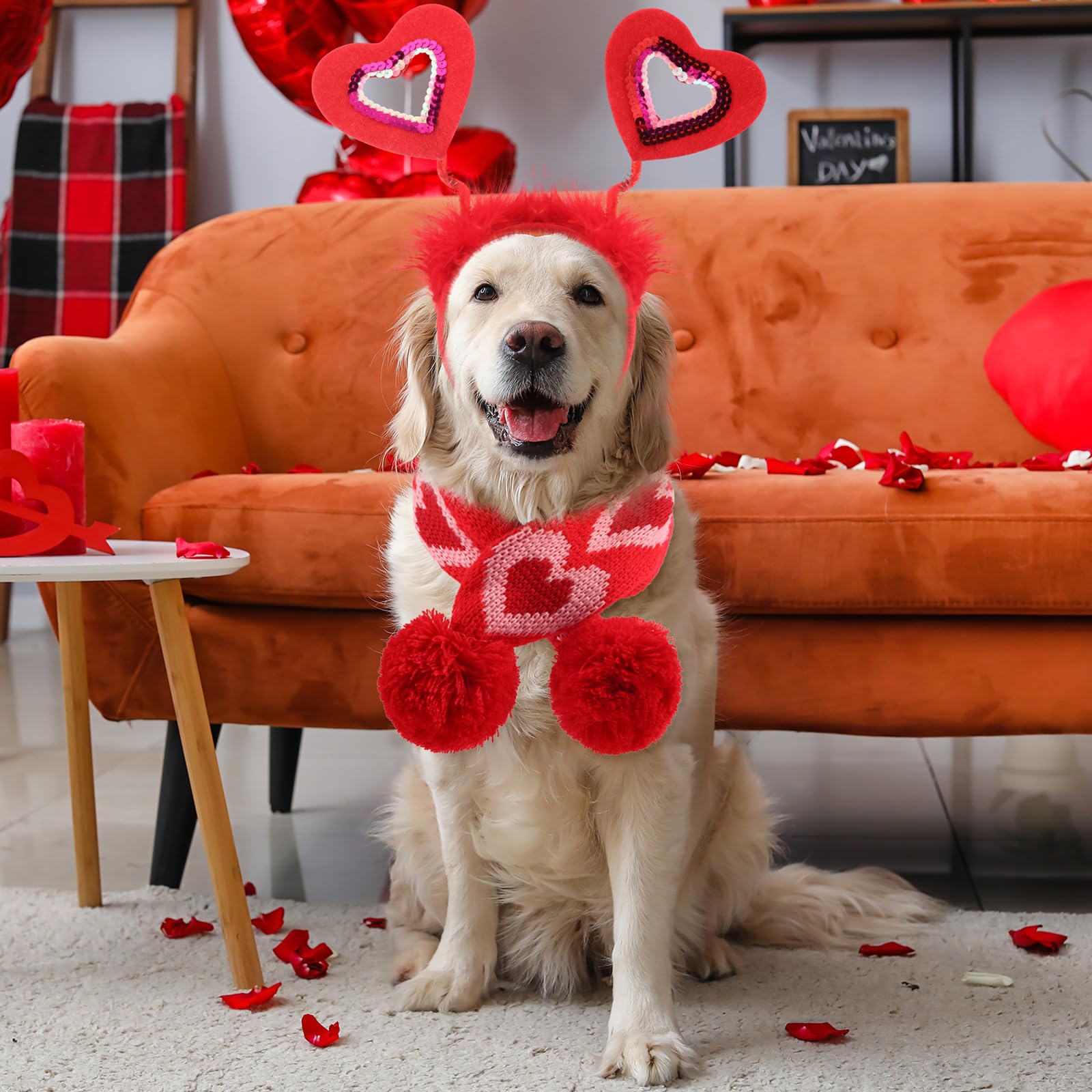 Siltriangle 3 Pieces Valentines Day Dog Costume Set Including Red Love Headband Valentines Dog Tutu Dress Cute Pet Tutu Red Pet