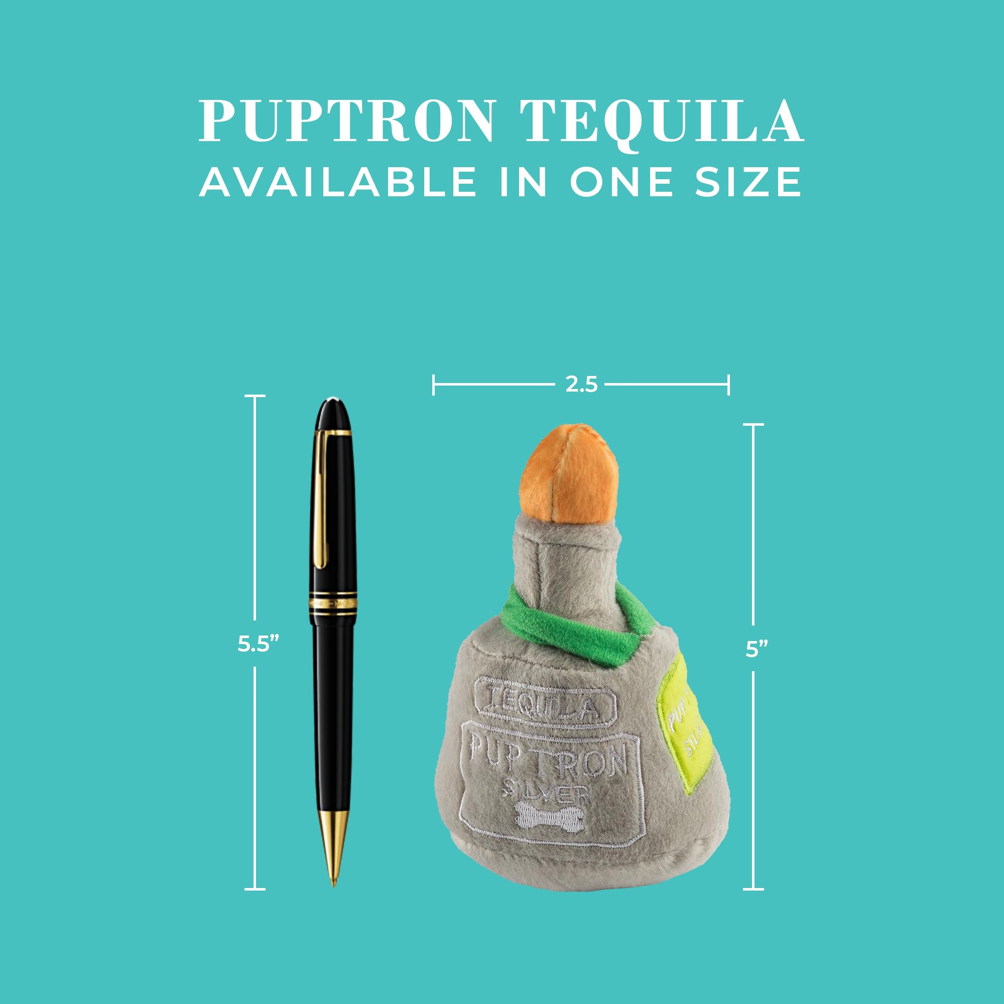 Haute Diggity Dog Puptron Tequila, Plush Designer Dog Toys With Interactive Squeaker, Stimulating Pet Enrichment, Machine-Washab