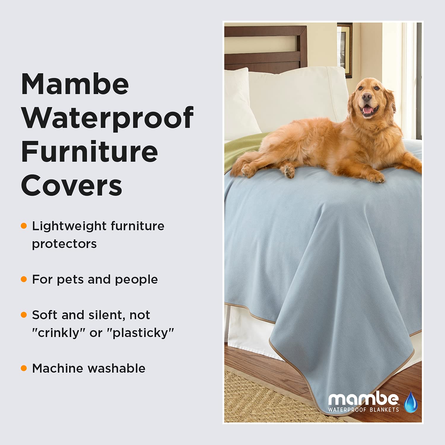 Mambe 100% Waterproof Furniture Cover Extra Long Seat, 30 x 90, Chocolate Cappuccino- for Pets and People