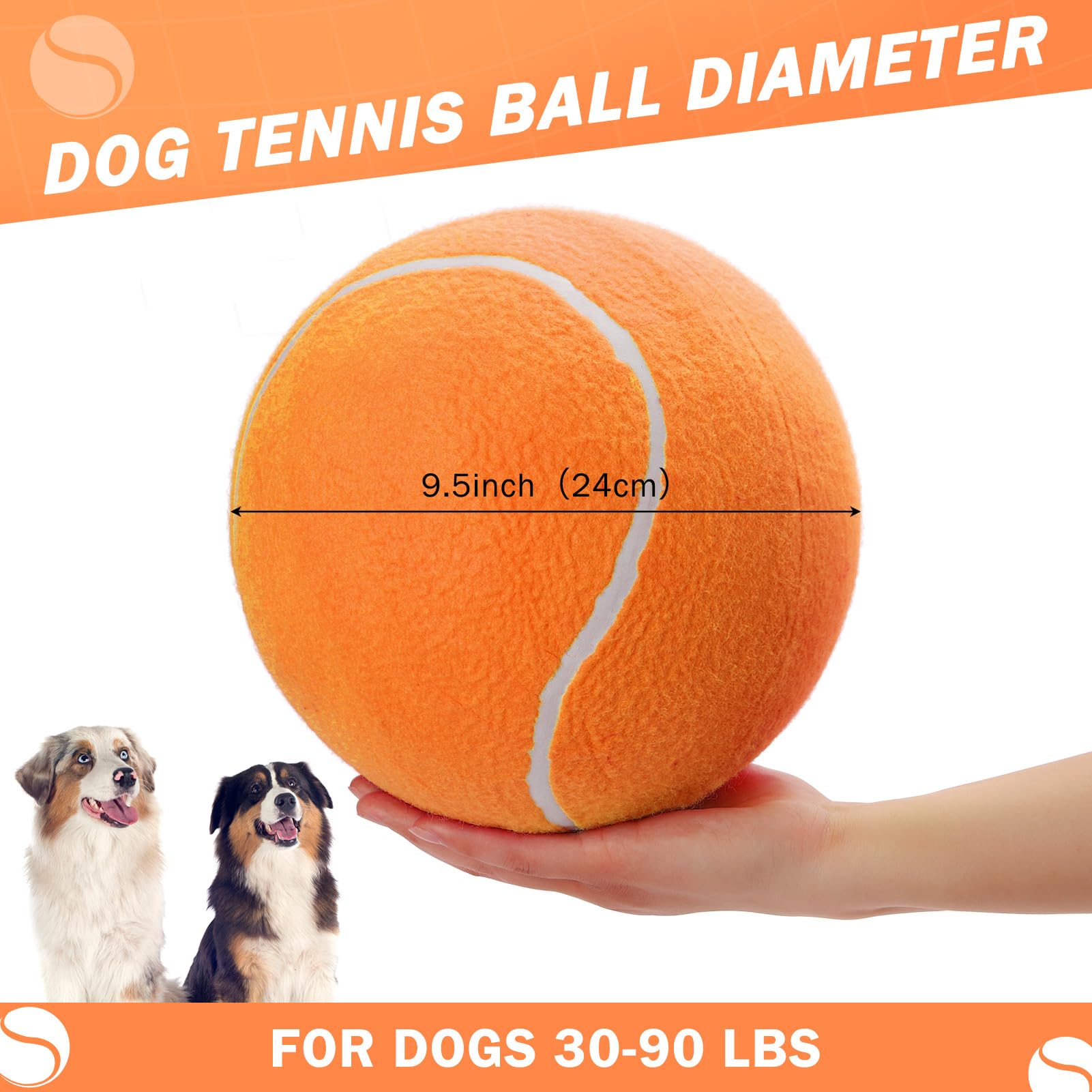 Scenereal Giant Tennis Ball For Dogs 2 Pack,Upgraded Thicken 9.5'' Large Tennis Balls For Dogs,Halloween Dog Toys Birthday Gift,