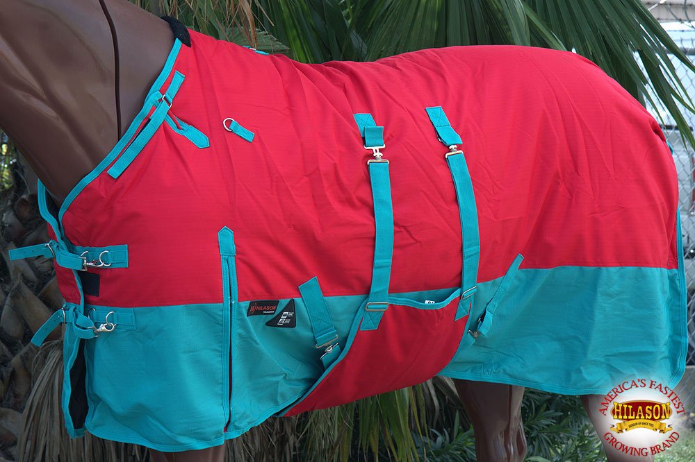 Hilason 1200D Winter Waterproof Horse Blanket Belly Wrap Red - 72 Inches