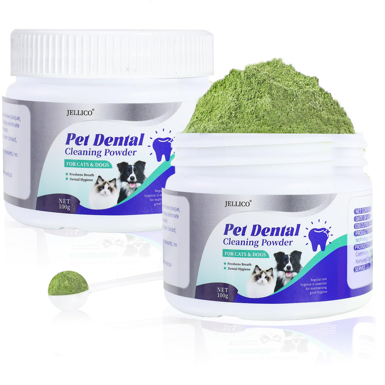 2Packs Dog Dental Powder for Teeth Cleaning, Dental Powder Breath Freshener for Dog, Bad Breath & Tartar Remover for Dogs Probio