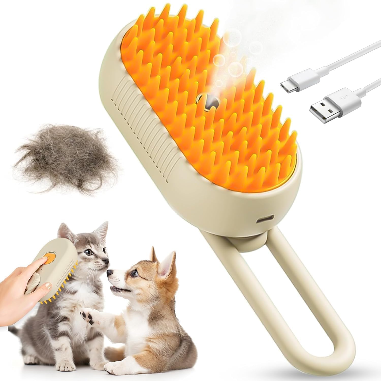 Cat Steam Brush, Dog Steam Brush, Steam Brush For Cats And Dogs, Pet Hair Brush, Steaming Pet Hair Brush, Cat And Dog Comb With 