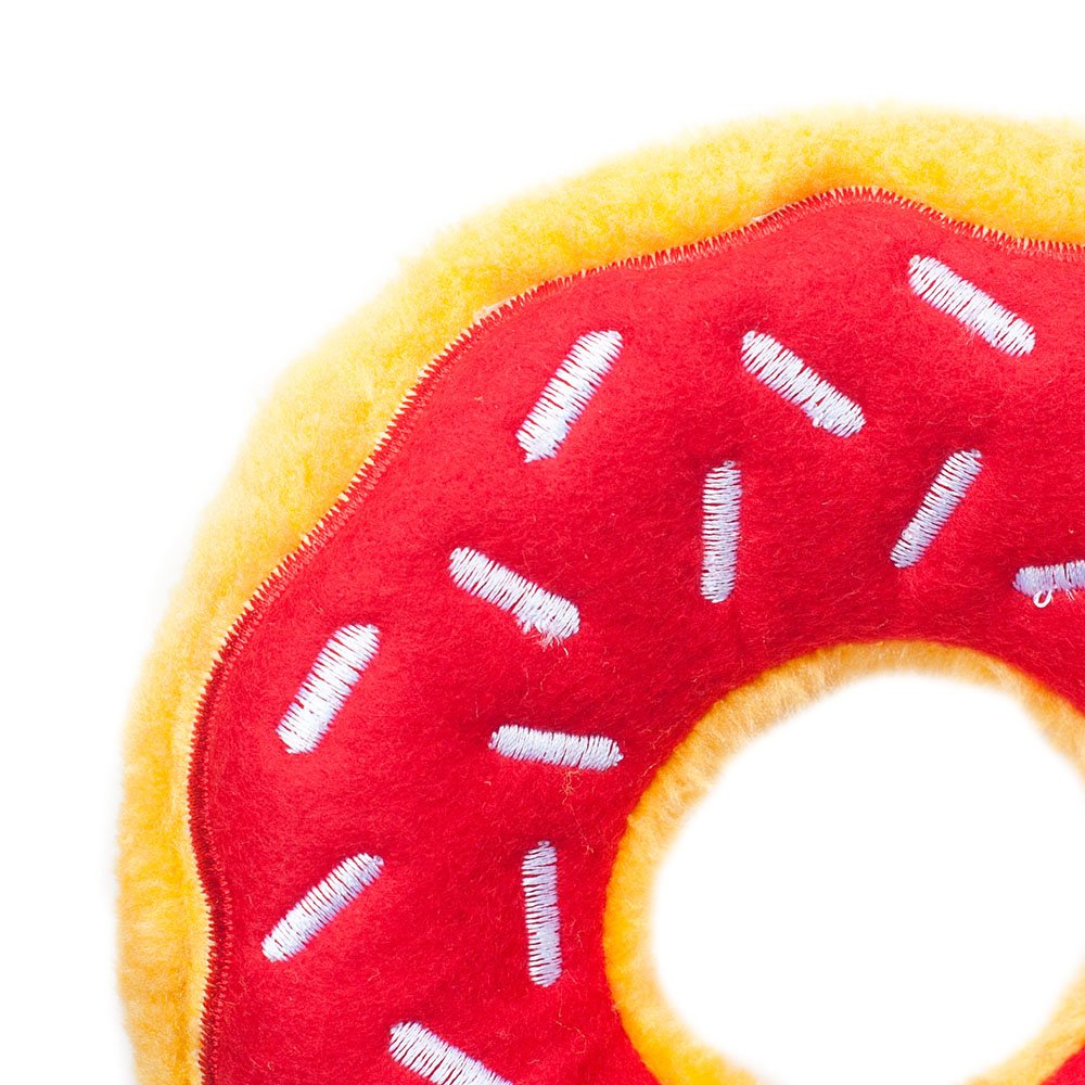 Zippypaws - Original Donutz No Stuffing Squeaky Plush Dog Toy - Cherry