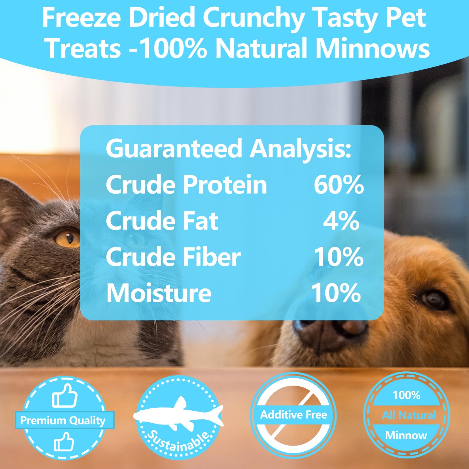 JADINGSFARM Minnows 2.8 oz Freeze Dried Minnows, 100% Natural Cat Treat, Dog Treat, Freeze Dried Minnows for Cats Freeze Dried M