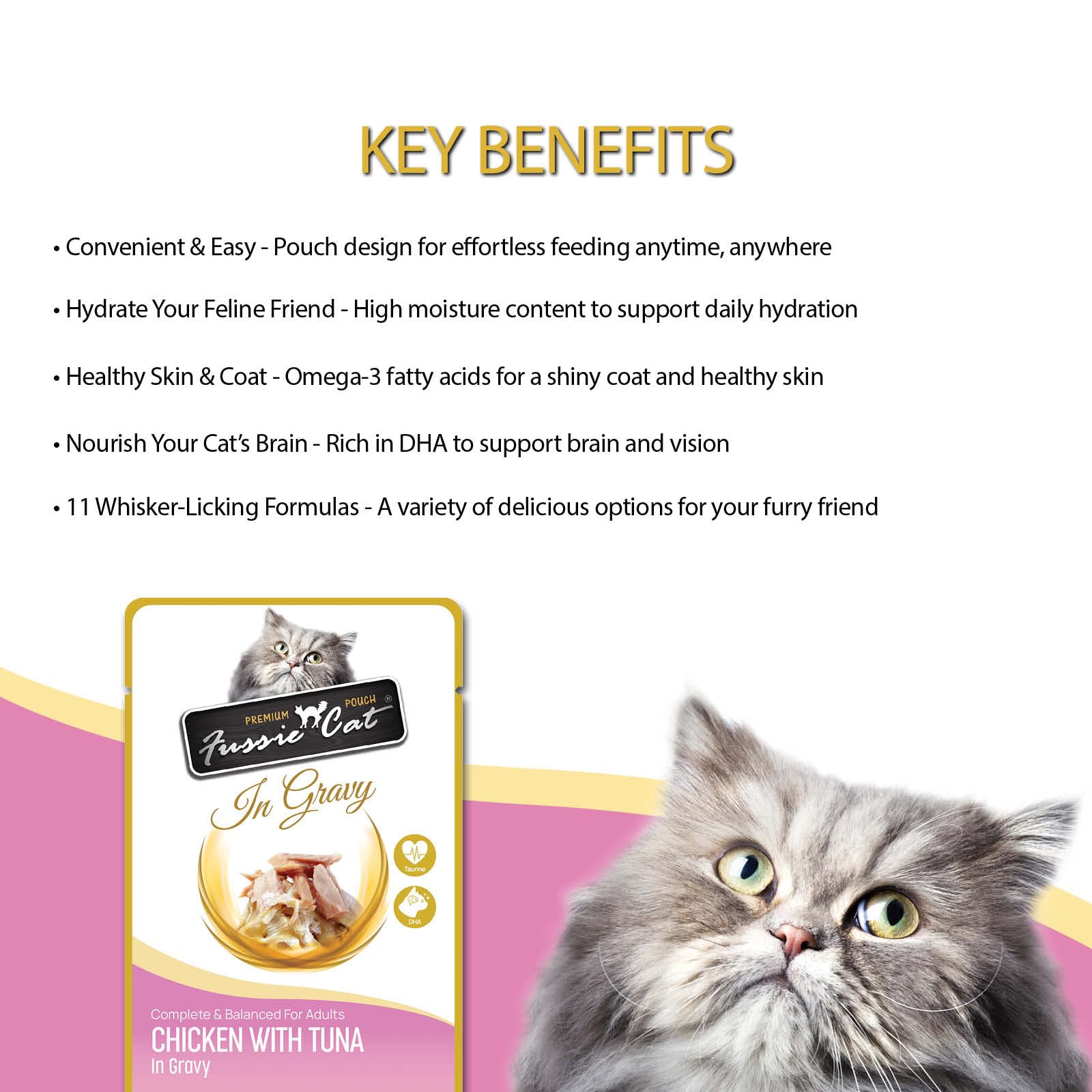 Fussie cat Premium Chicken w/Tuna in Gravy 2.47 Oz (Pack of 12)