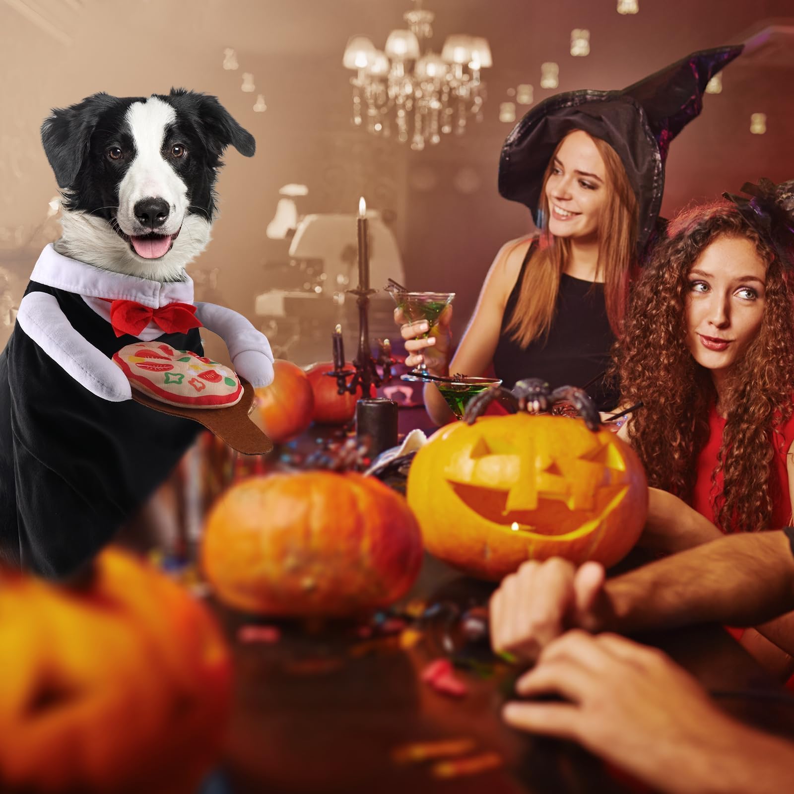 Nacoco Dog Halloween Waiter Costume - Pet Pizza Outfit Cute Funny Cosplay Clothes Apparel With Pizza Party Holiday For Small Med