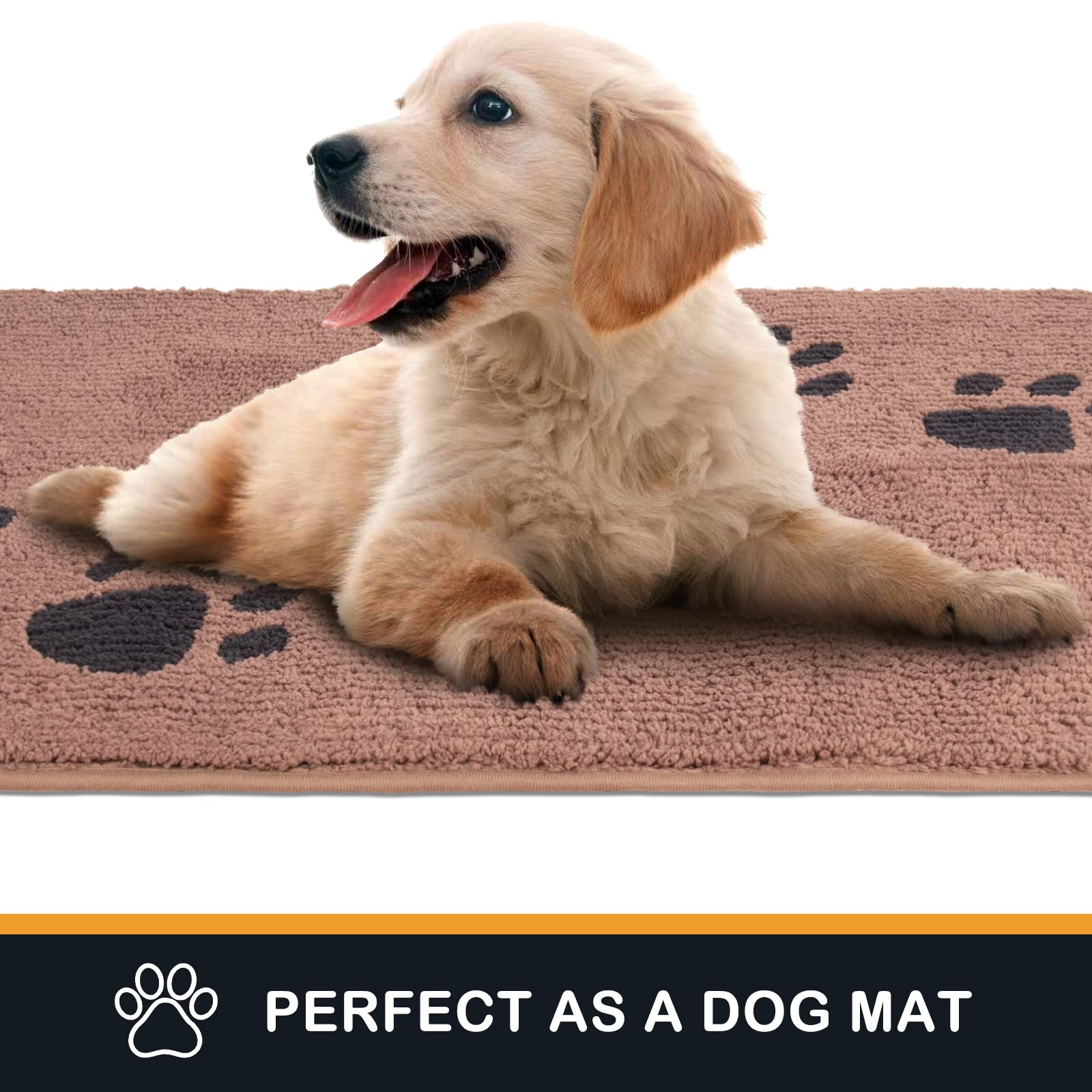 Purrugs Dirt Trapper Door Mat 24'' X 35.5'', Non-Skid/Slip Machine Washable Microfiber Entrance Rug, Shoes Scraper, Dog Doormat,