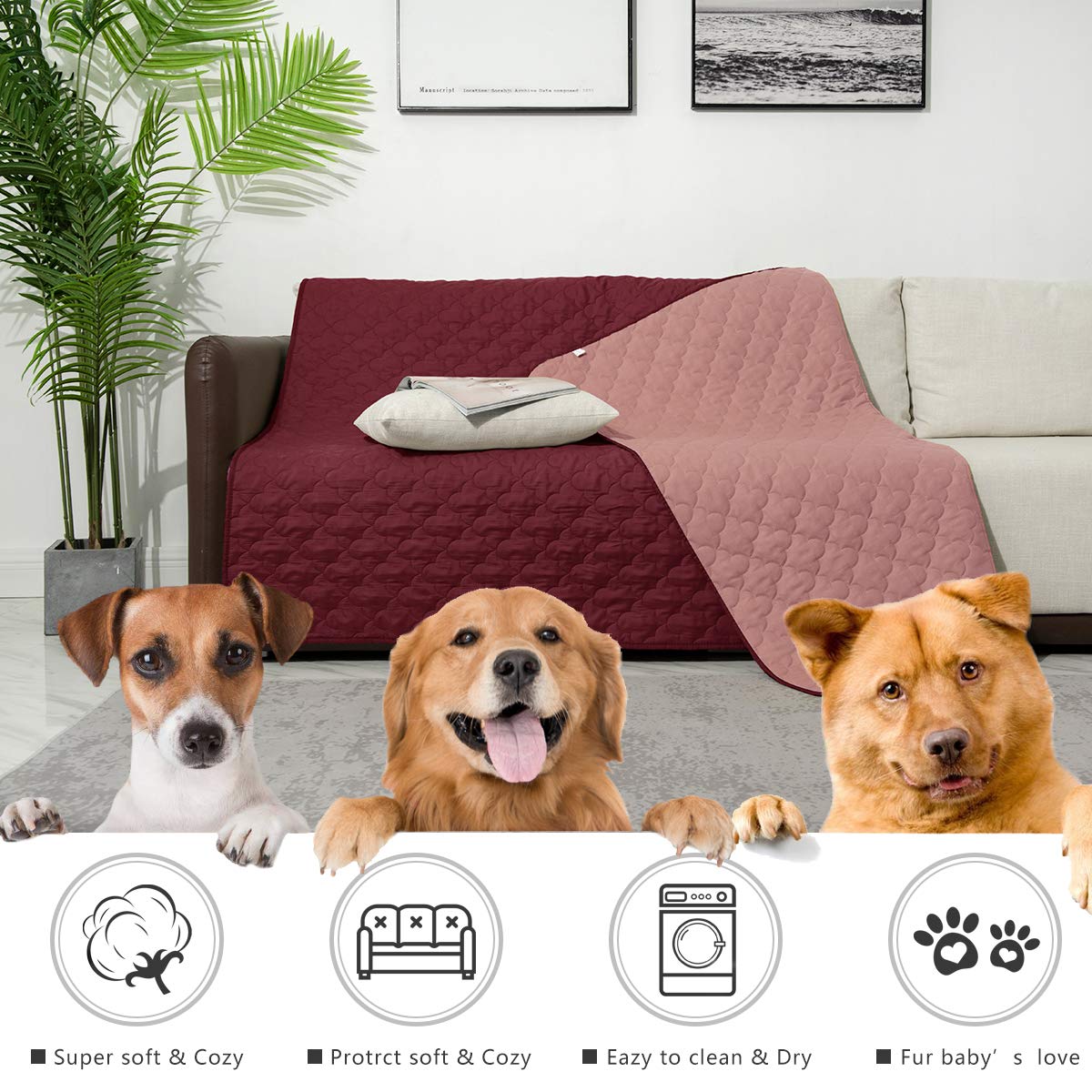 Spxtex Dog Bed Cover Washable Pee Pads Dog Blankets For Puppy Large Dog Cat,Sofa Reversible Changing Pad Reusable 1 Piece(52''X8