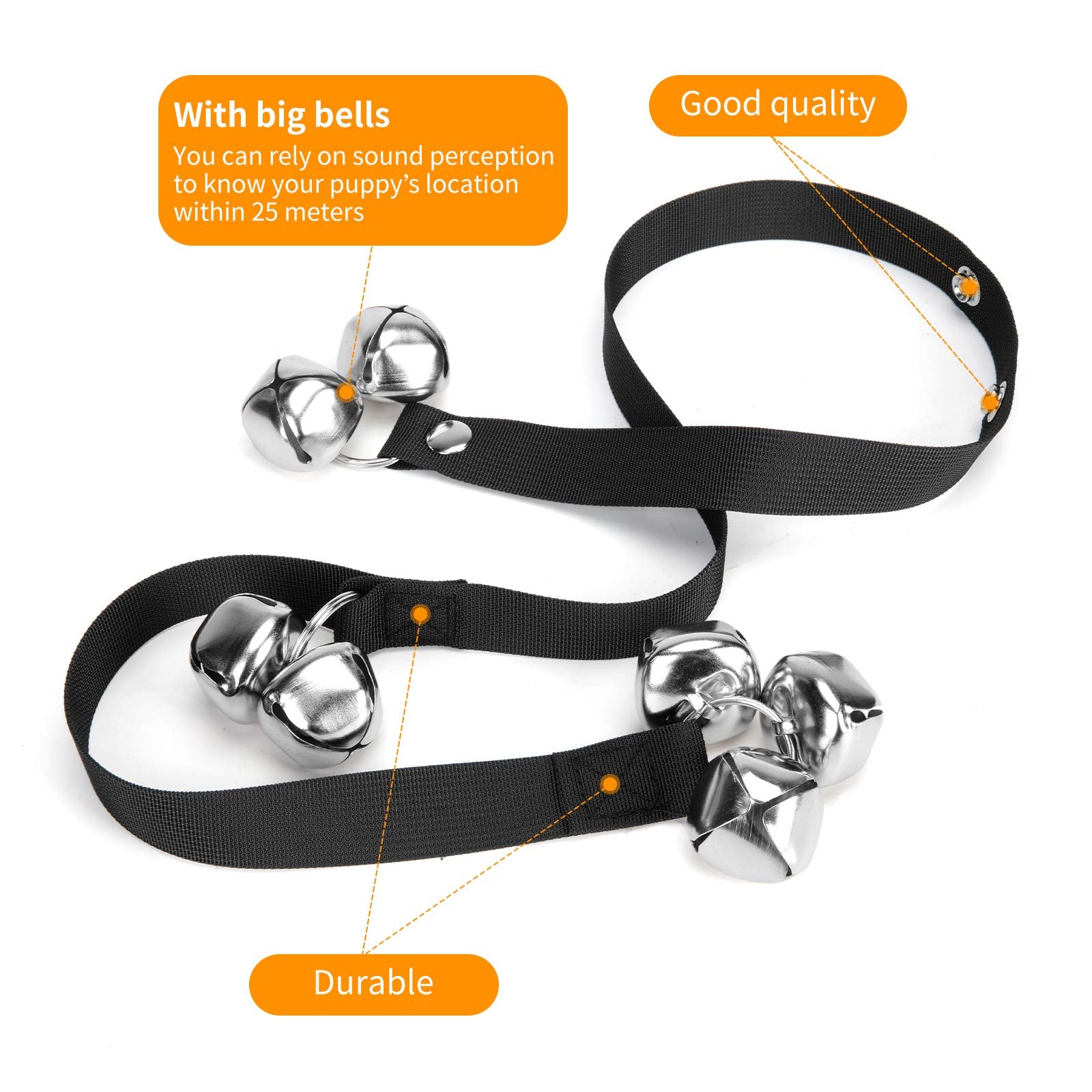 Jexcull Dog Doorbell For Training, Adjustable Puppy Doorbells Premium Doggy Train Tools Pet Supplies With 7 Loud Doorbells & 3 S