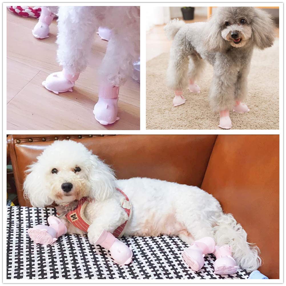 Yeduzyn 4Pcs Waterproof Dog Boots Dog Shoes For Snow And Rain Teddy Pomeranian Bichon Small Dogs Size Runs Small Please Check Th