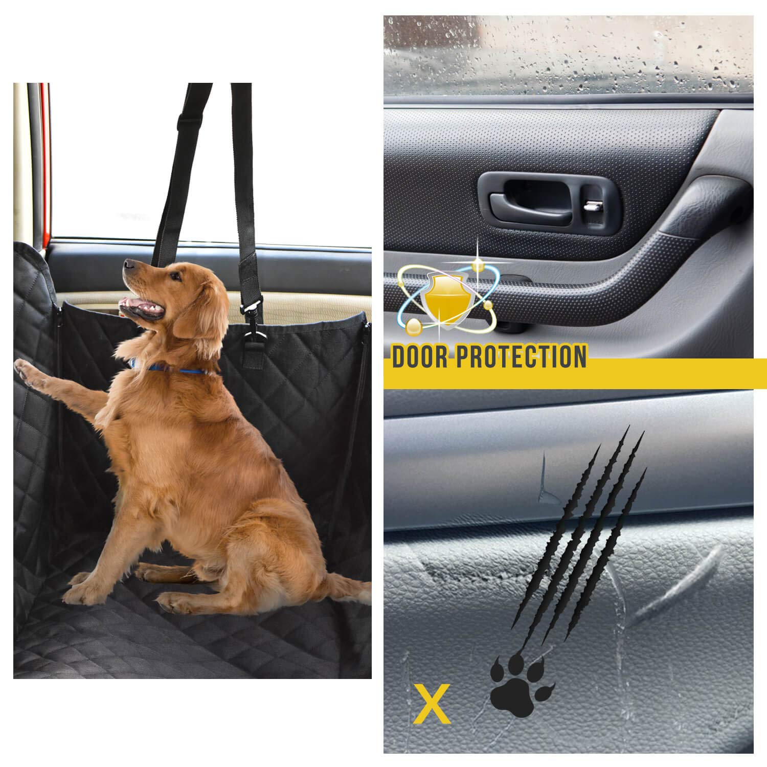Vailge Dog Seat Cover for Back Seat, 100% Waterproof Dog Car Seat Covers with Mesh Window, Scratch Prevent Antinslip Dog Car Ham