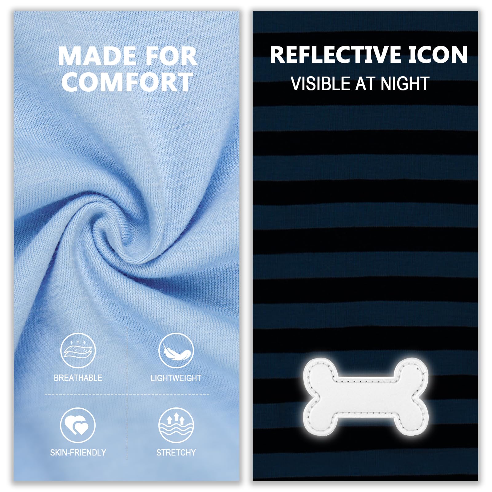 Kyeese 2Pack Dog Shirts Small Tee Soft For Small Dogs Striped T Shirt Lightweight Sleeveless Vest Cotton Tank Top Clothes, Large