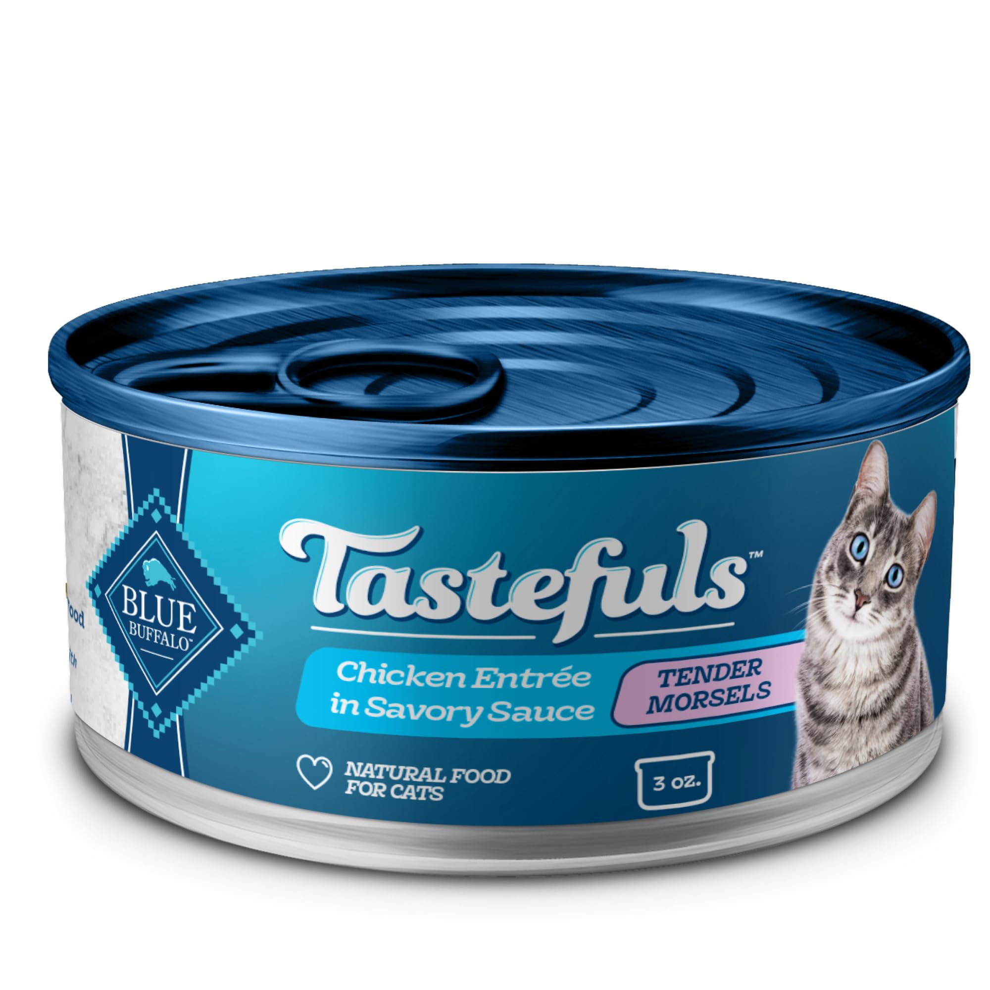 Blue Buffalo Tastefuls Natural Tender Morsels Wet Cat Food, Chicken Entr  e 3-oz cans (Pack of 24)