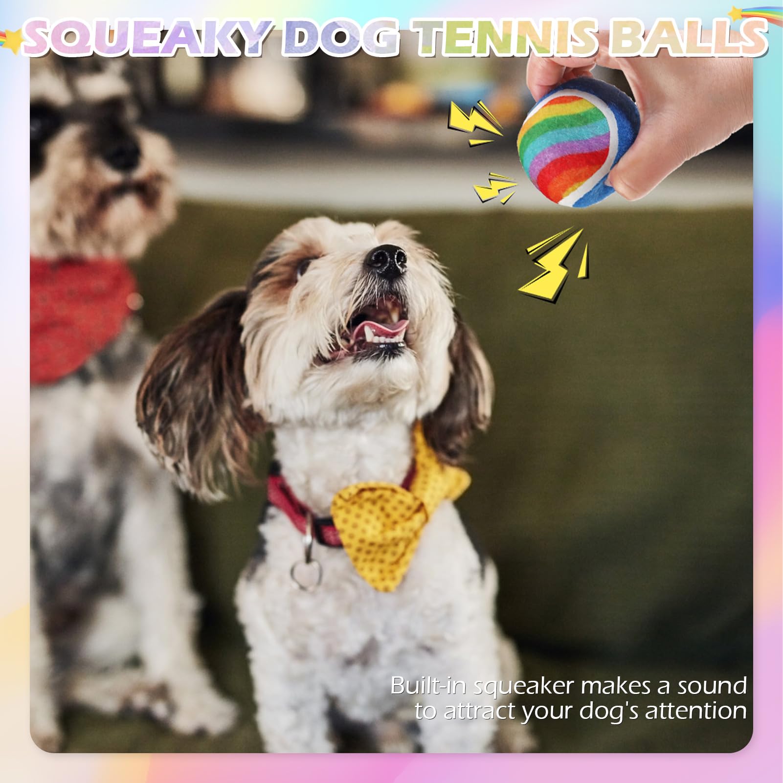 Expawlorer Tennis Balls For Dogs - 12 Pack 2.5 Squeaky Dog Tennis Balls Toys,Christmas Dog Toys Teething Chew Interactive Dog Bo
