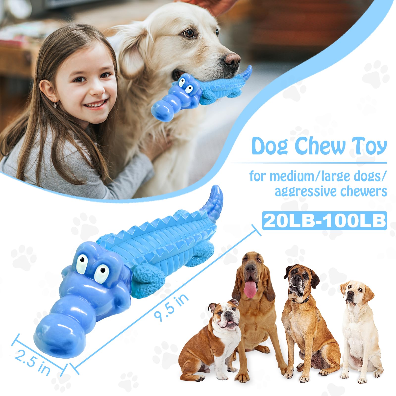 Jeefome Tough Dog Chew Toys for Aggressive Chewers, Indestructible Dog Toy to Keep Them Busy & Reduce Boredom for Medium, Large