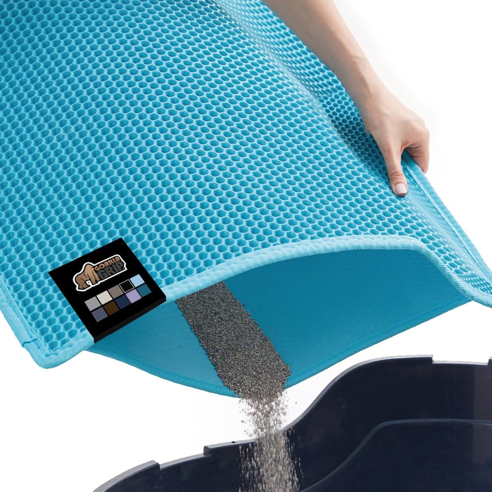 Gorilla Grip Honeycomb Cat Litter Mat, Two Layer Trapping Waste Mats, Soft On Paws, Indoor Box Supplies And Essentials, Feeding 