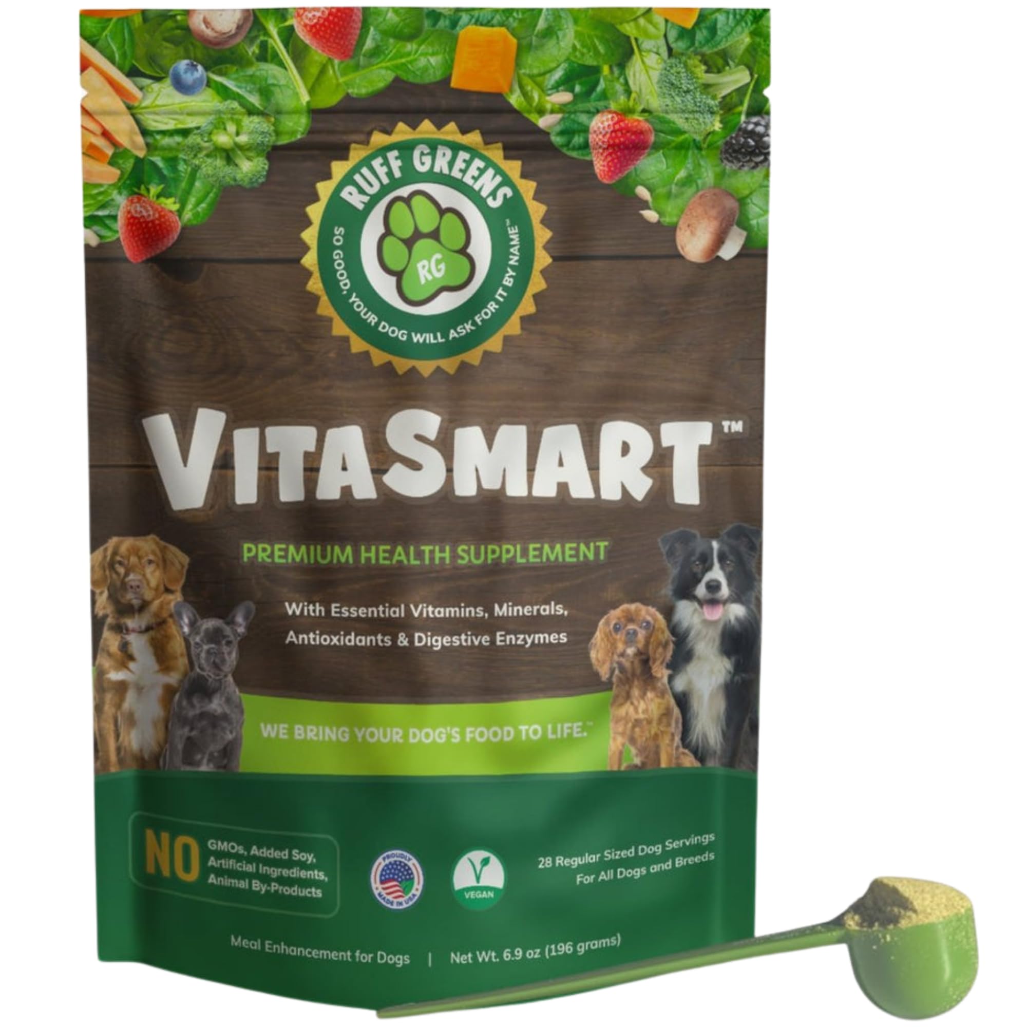 Ruff Greens - Dog Food Topper, Hip & Joint Supplement for Dogs - Probiotics Digestive Enzymes Powder for Mobility Support, Essen