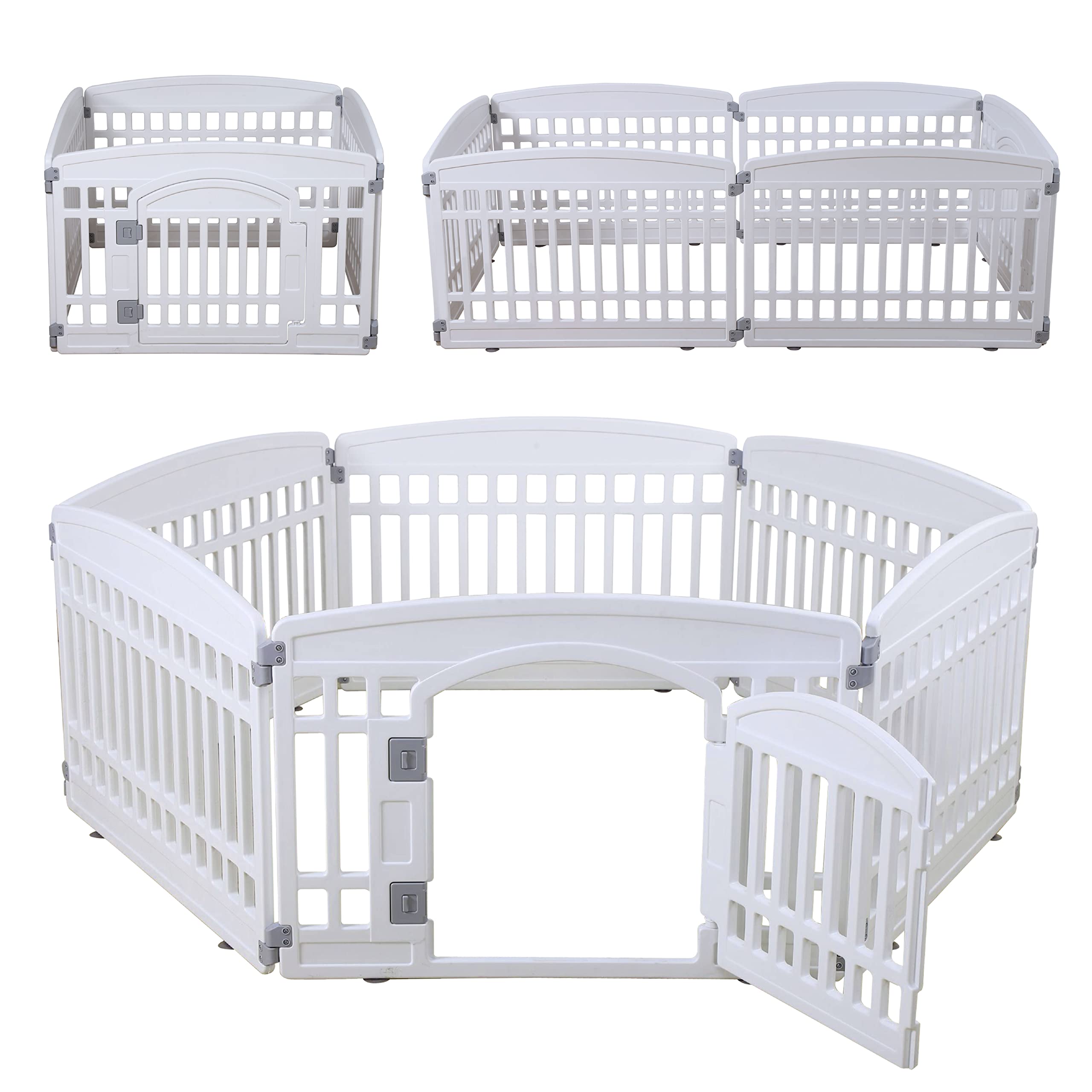 Gupamiga Pet Playpen Foldable Gate For Dogs Heavy Plastic Dog Playpen Puppy Exercise Pen Indoor Outdoor Small Pets Fence Folding